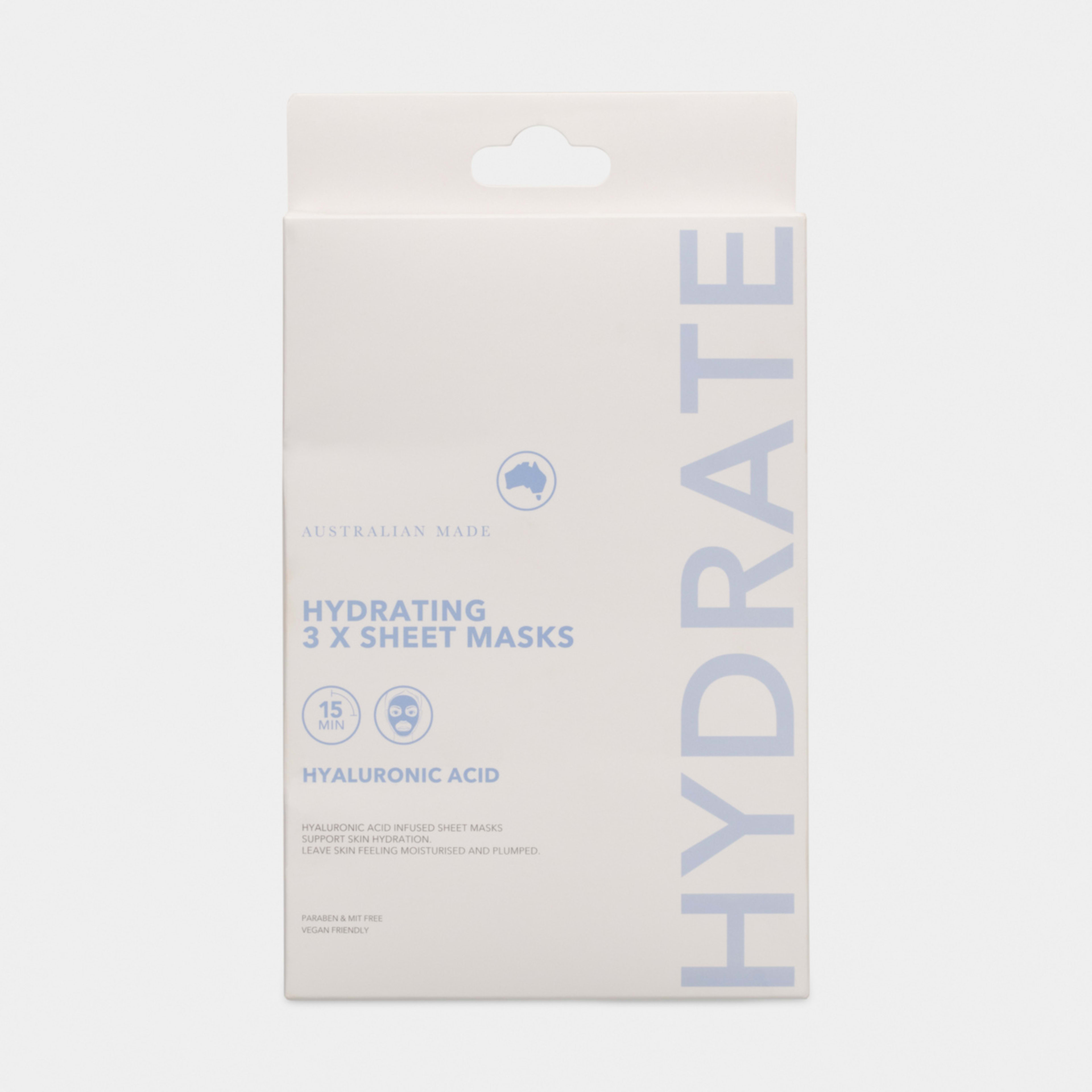 3 Pack Hydrating Sheet Masks Hyaluronic Acid Kmart
