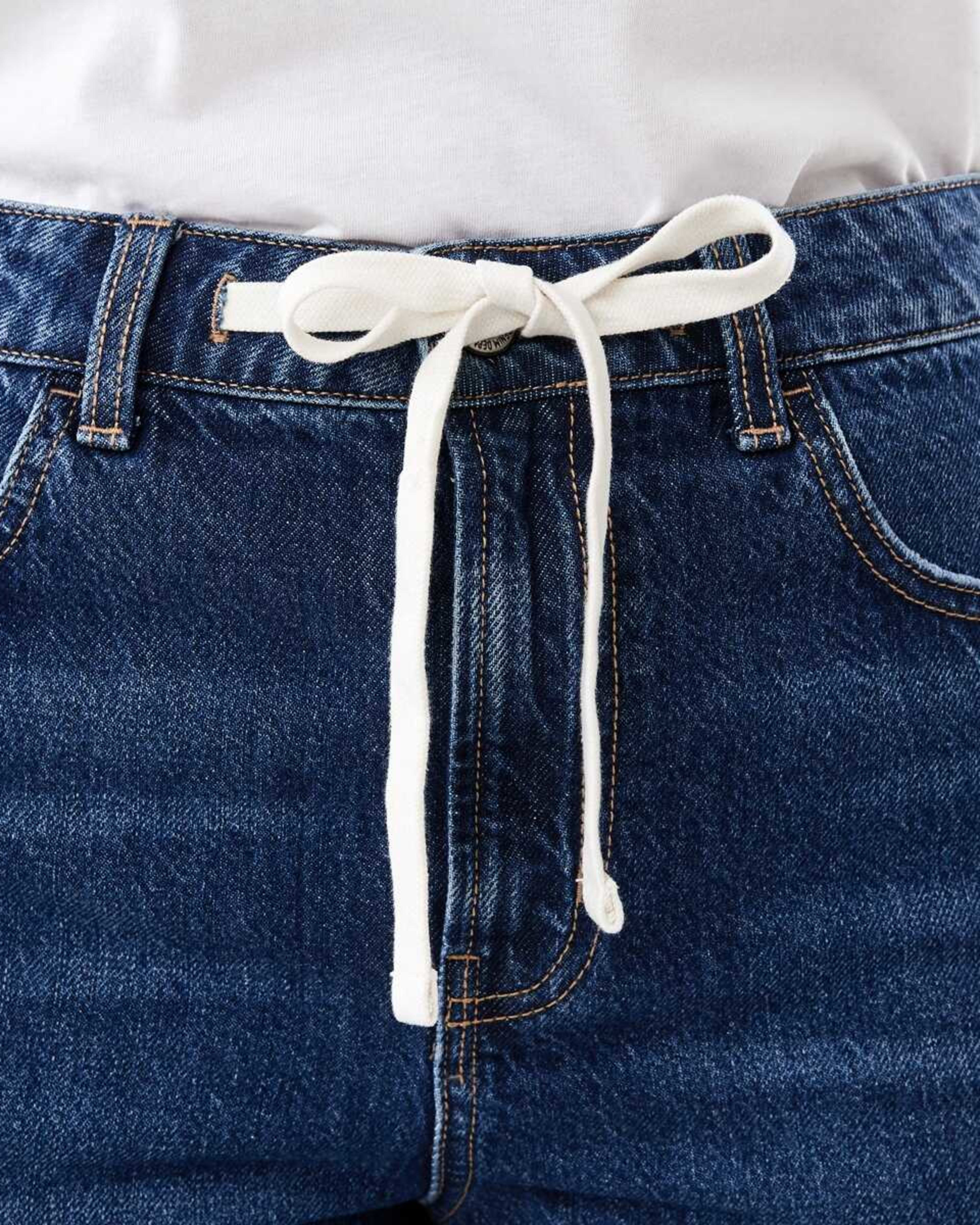 4 Wide Tie Waist Jeans Dark Wash, 4 of 5