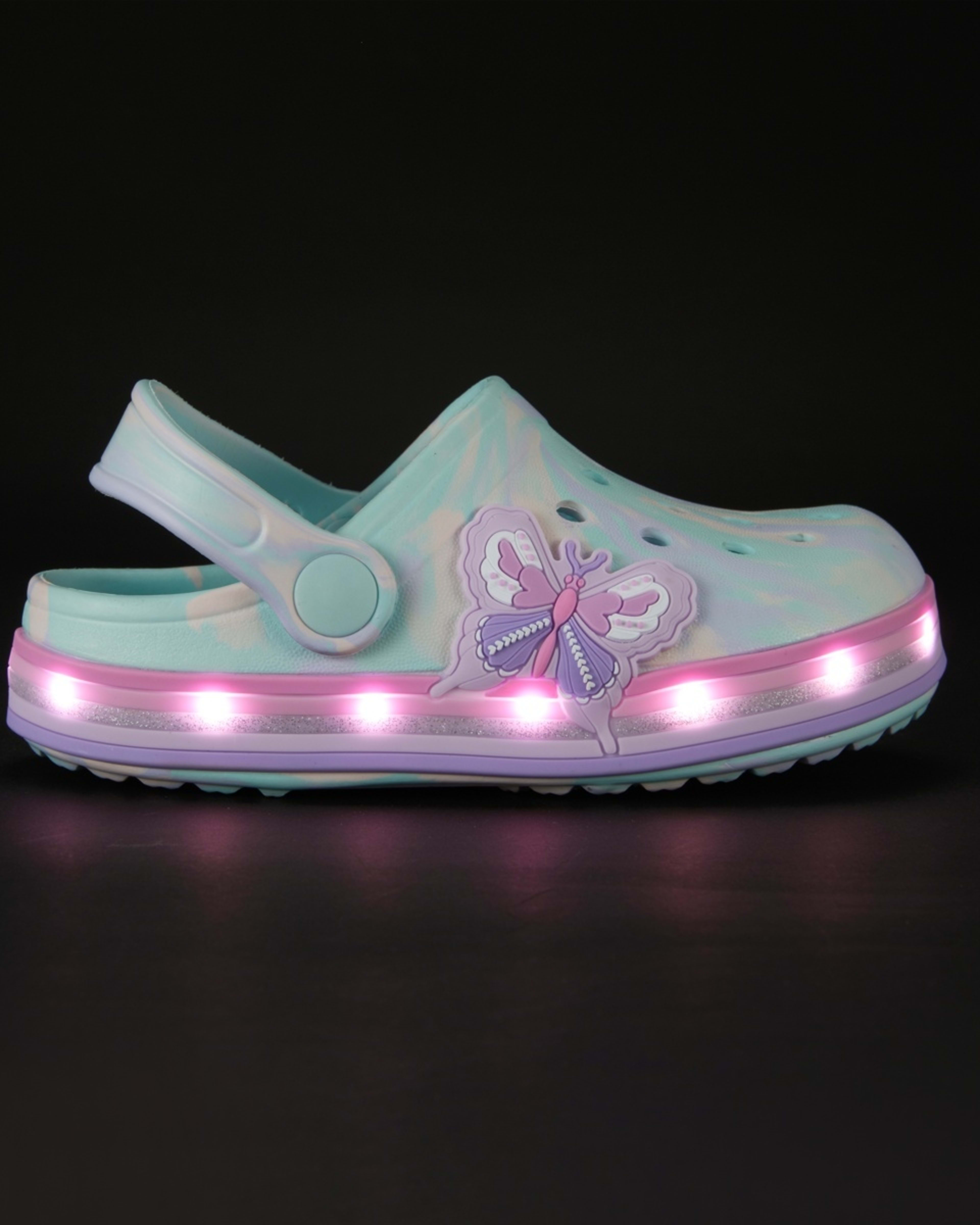 2 Junior Slip-On Clogs MINT LIGHT UP BUTTERFLY, 2 of 6