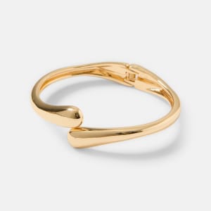 Teardrop Hinged Cuff Bracelet - Gold Tone