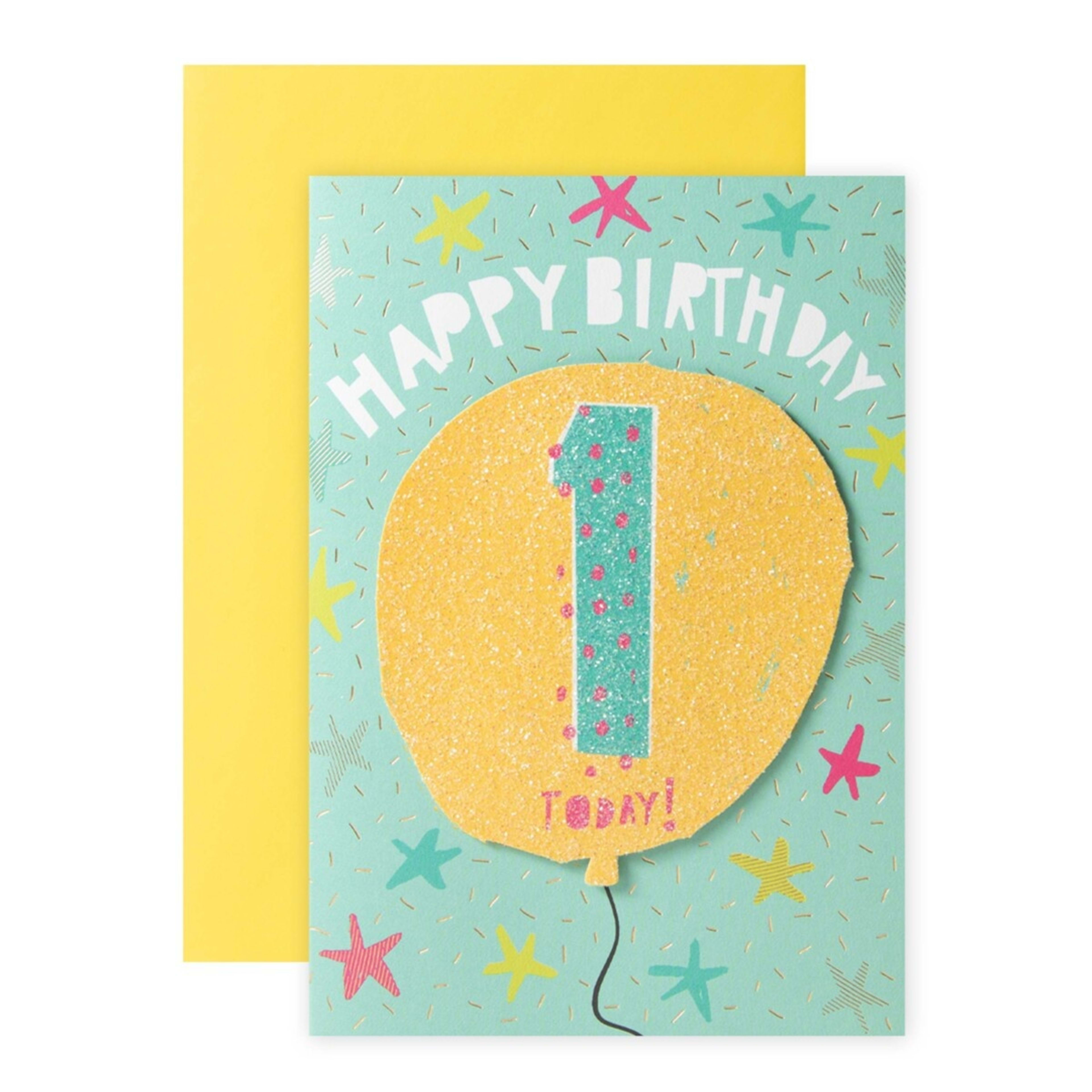 1 Connections from Hallmark 1st Birthday Card - Glitter Balloon