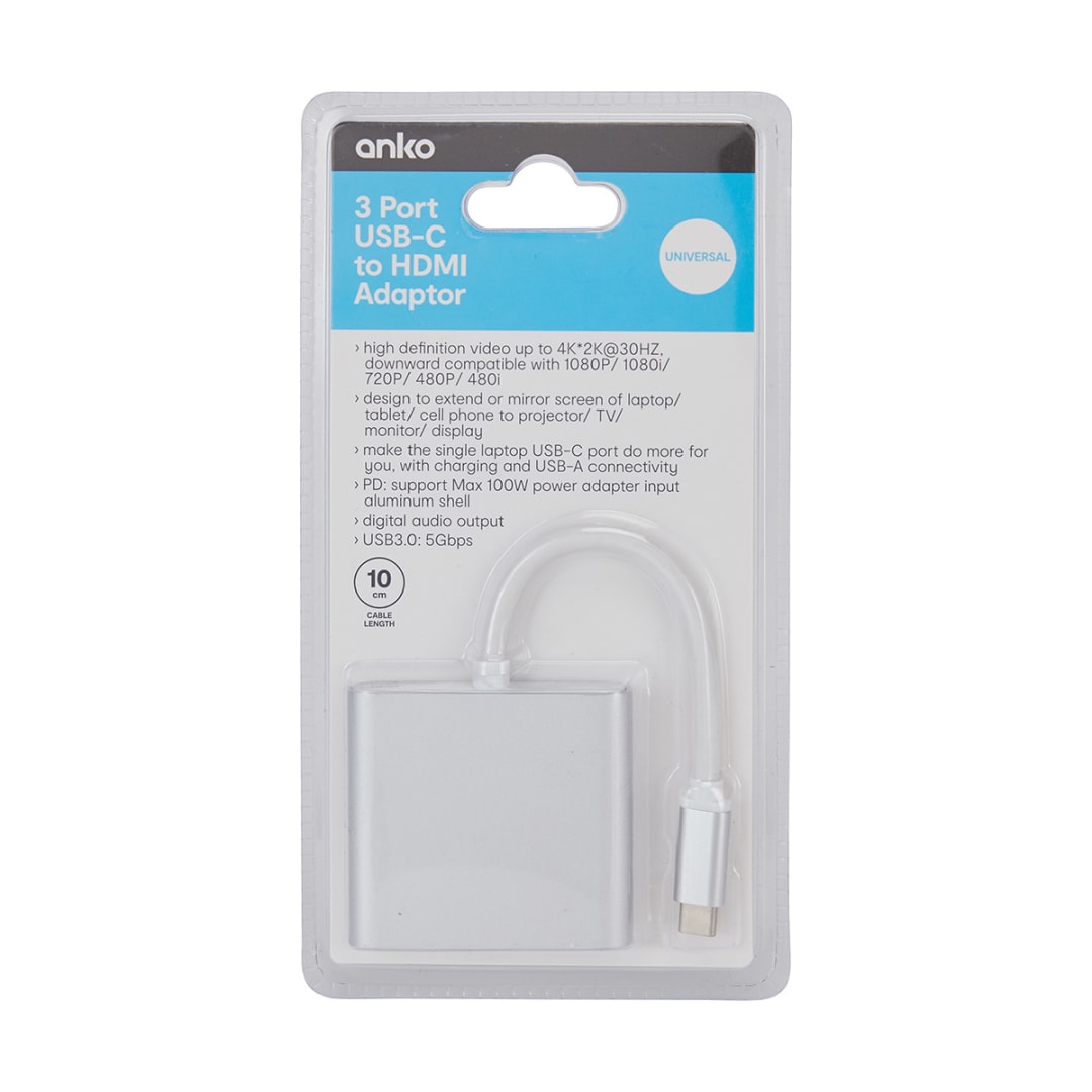 3 Port USBC to HDMI Adaptor Kmart