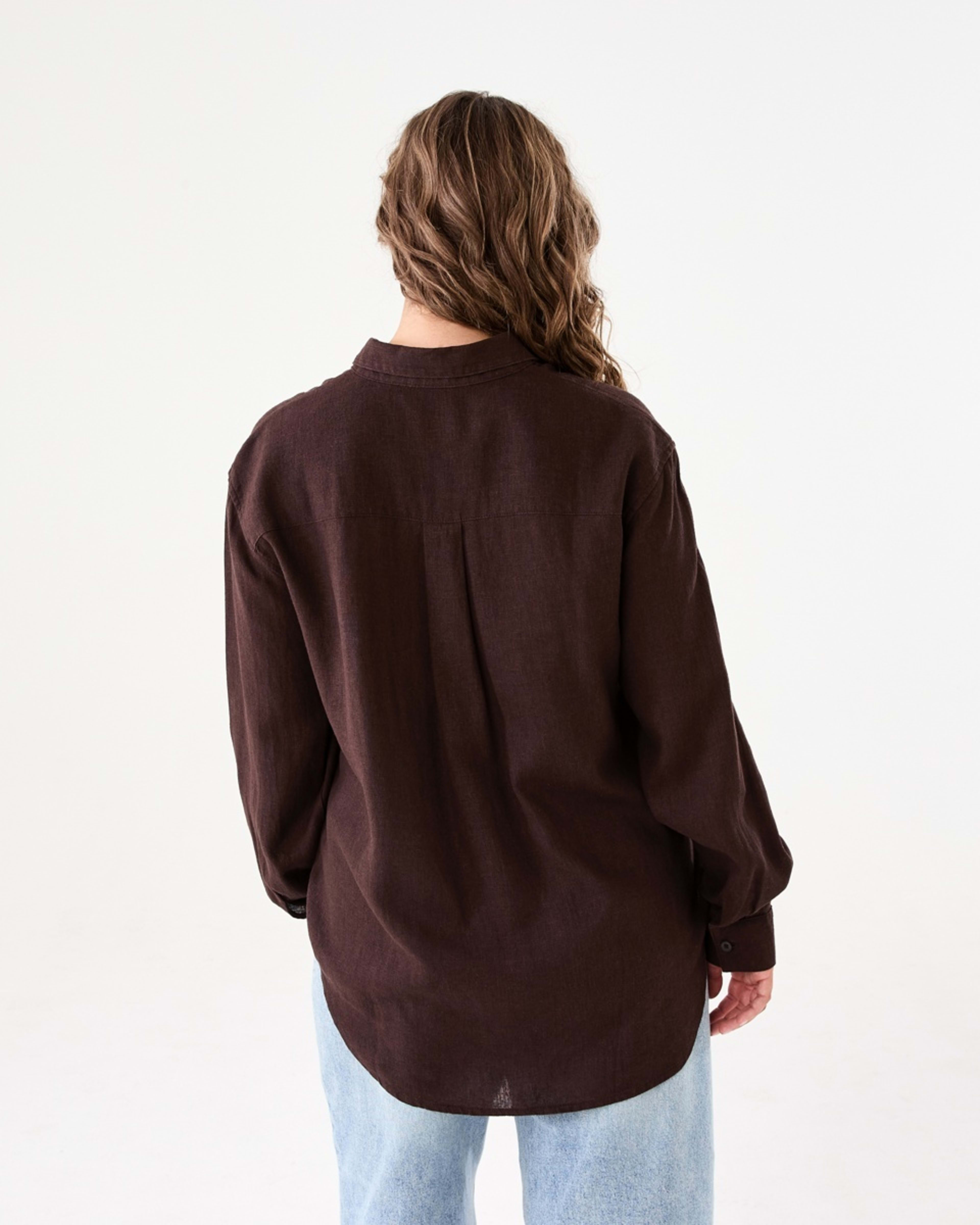 3 Long Sleeve Linen Blend Shirt MELTED CHOCOLATE, 3 of 6