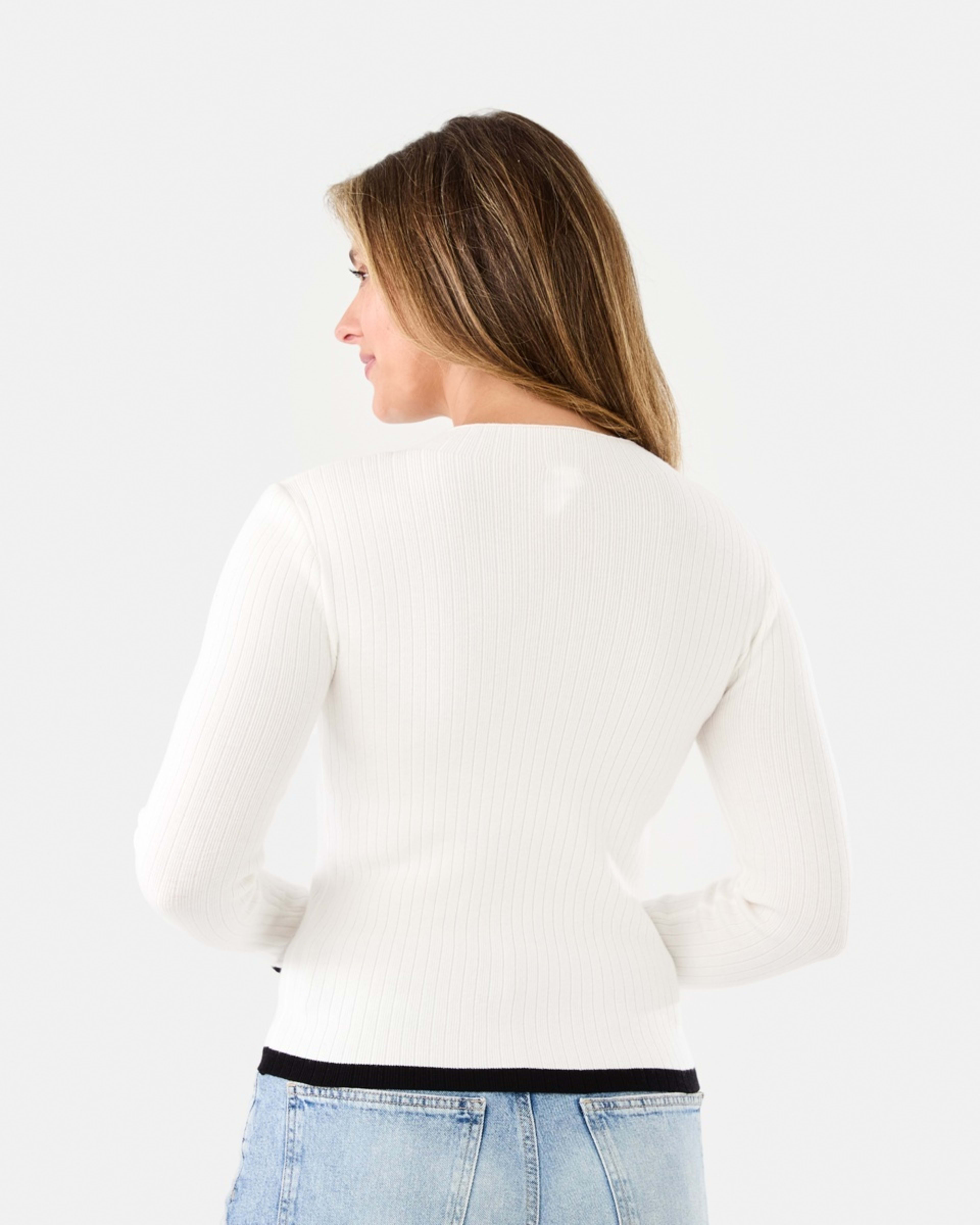 3 Long Sleeve Mock Neck Top Ecru, 3 of 6