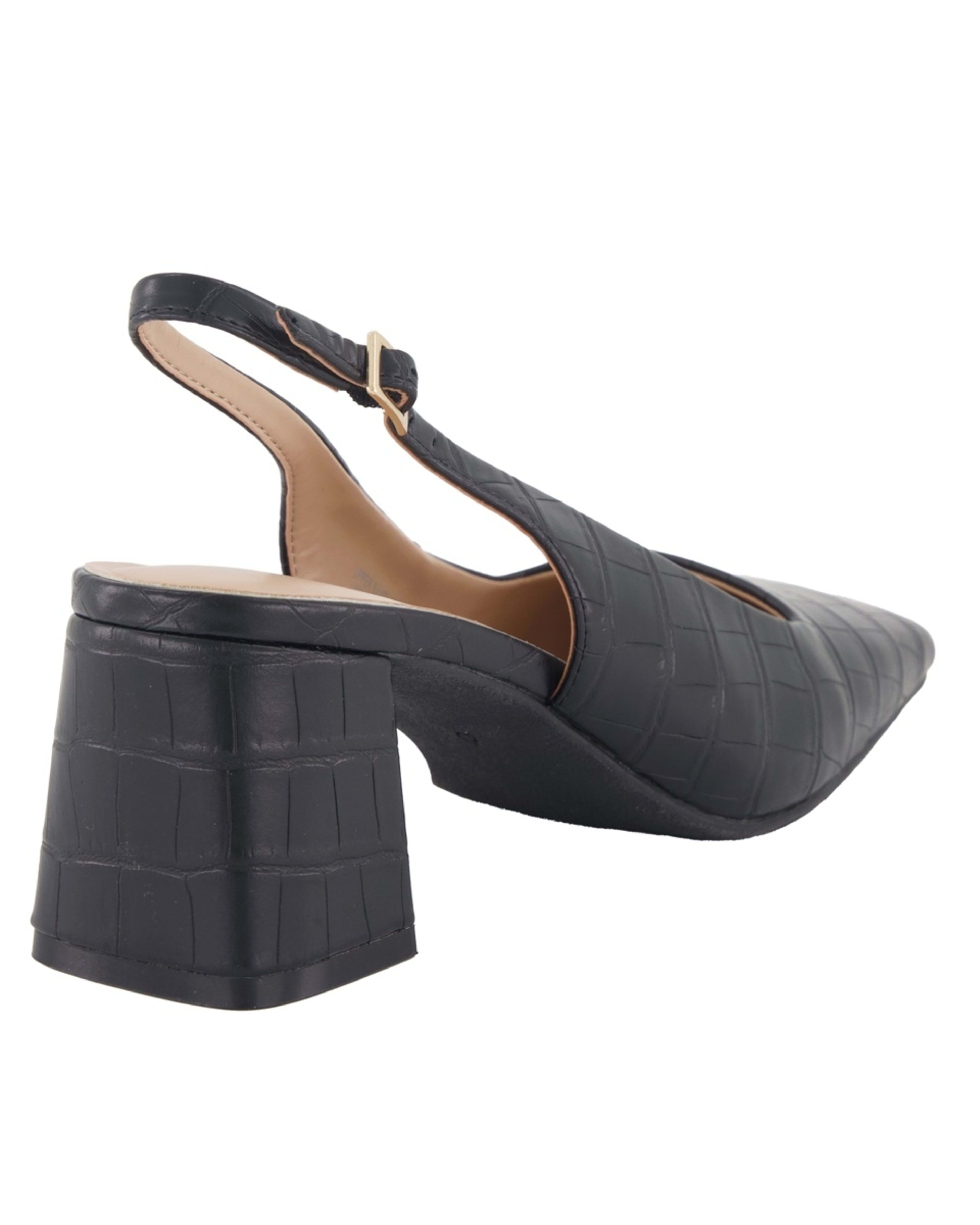 4 Slingback Square Toe Heels CROC BLACK, 4 of 5