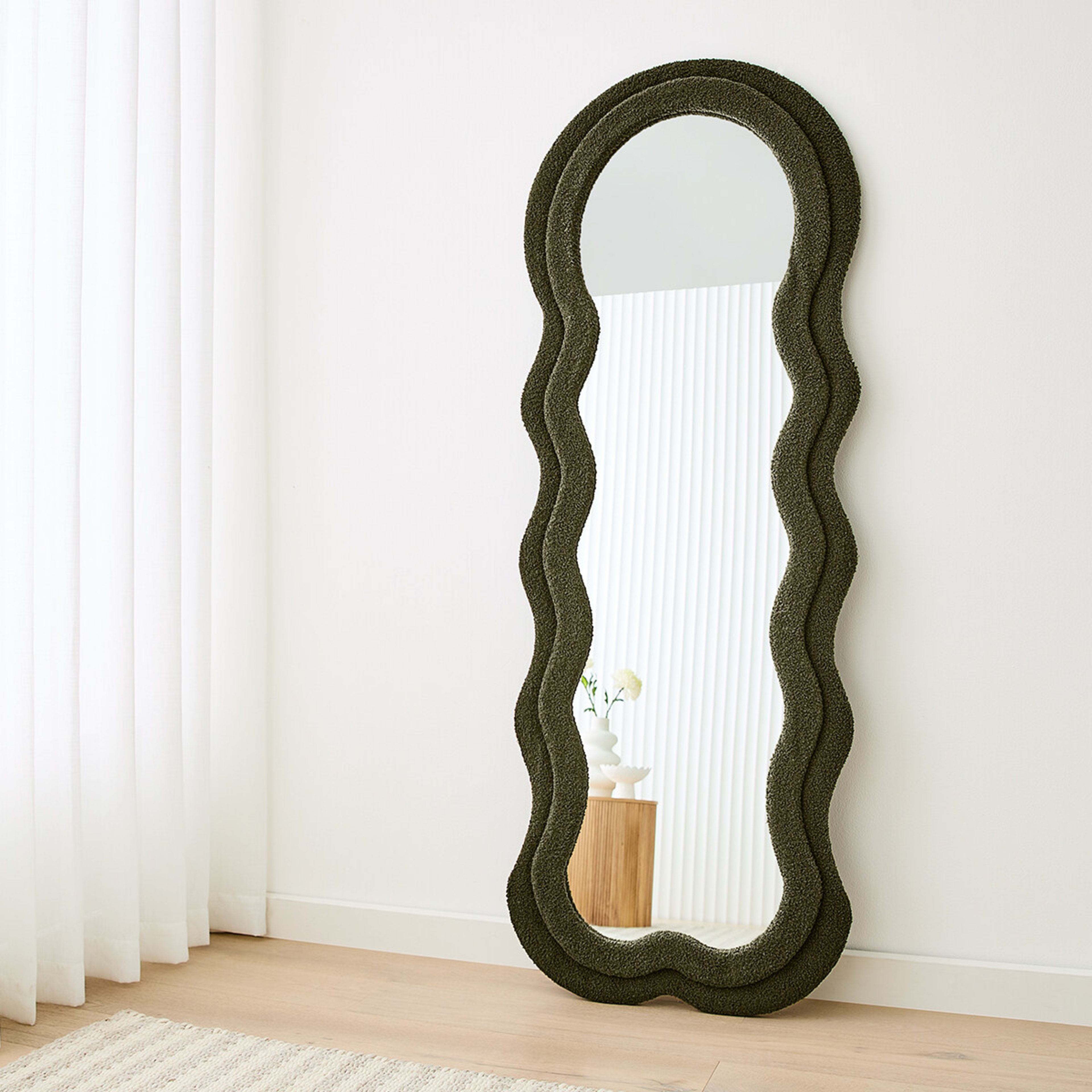 1 Wavy Boucle Floor Mirror, 1 of 6