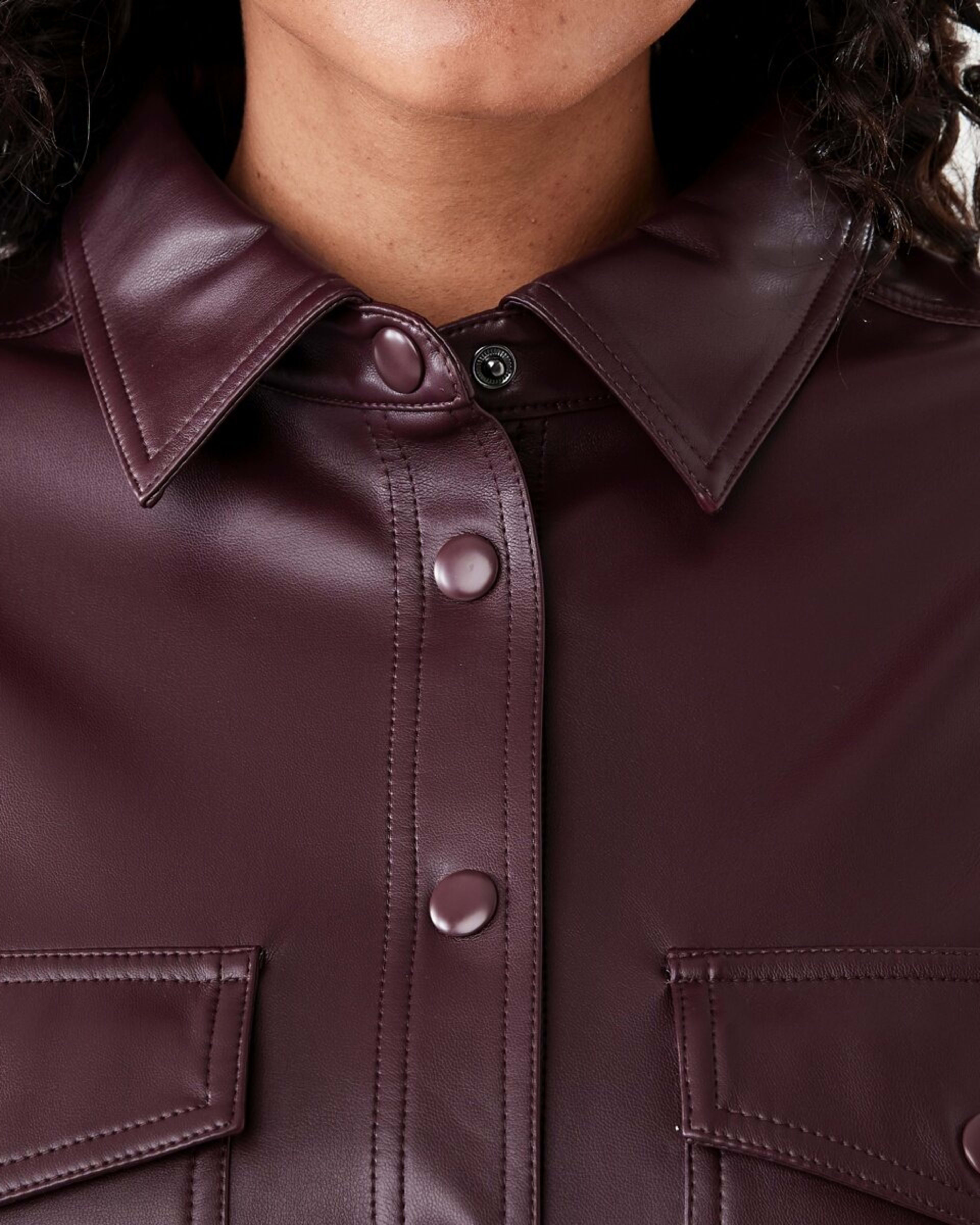 6 Long Sleeve Faux Leather Shirt Mulberry, 6 of 8