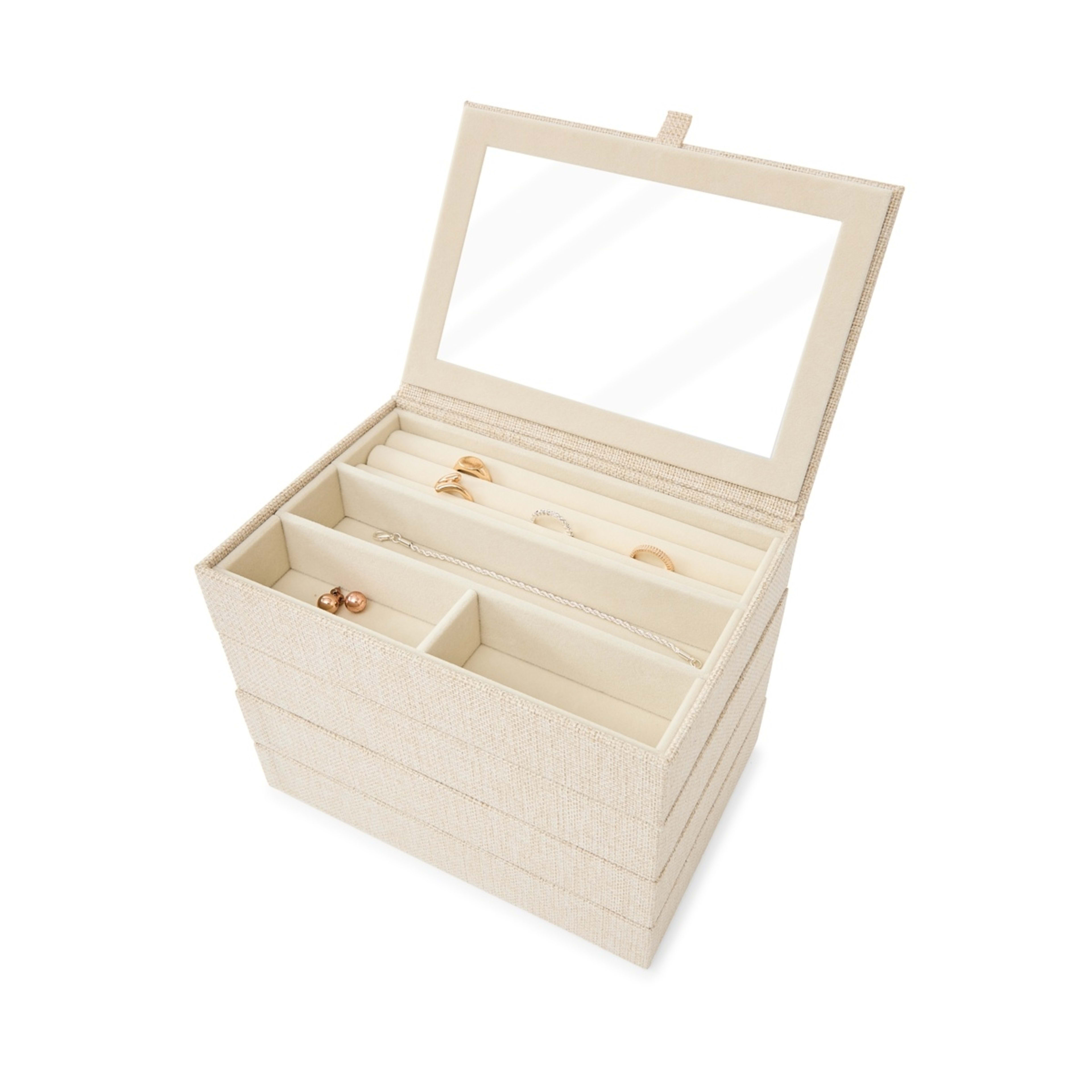 1 4 Pack Modular Linen Look Stacking Tray