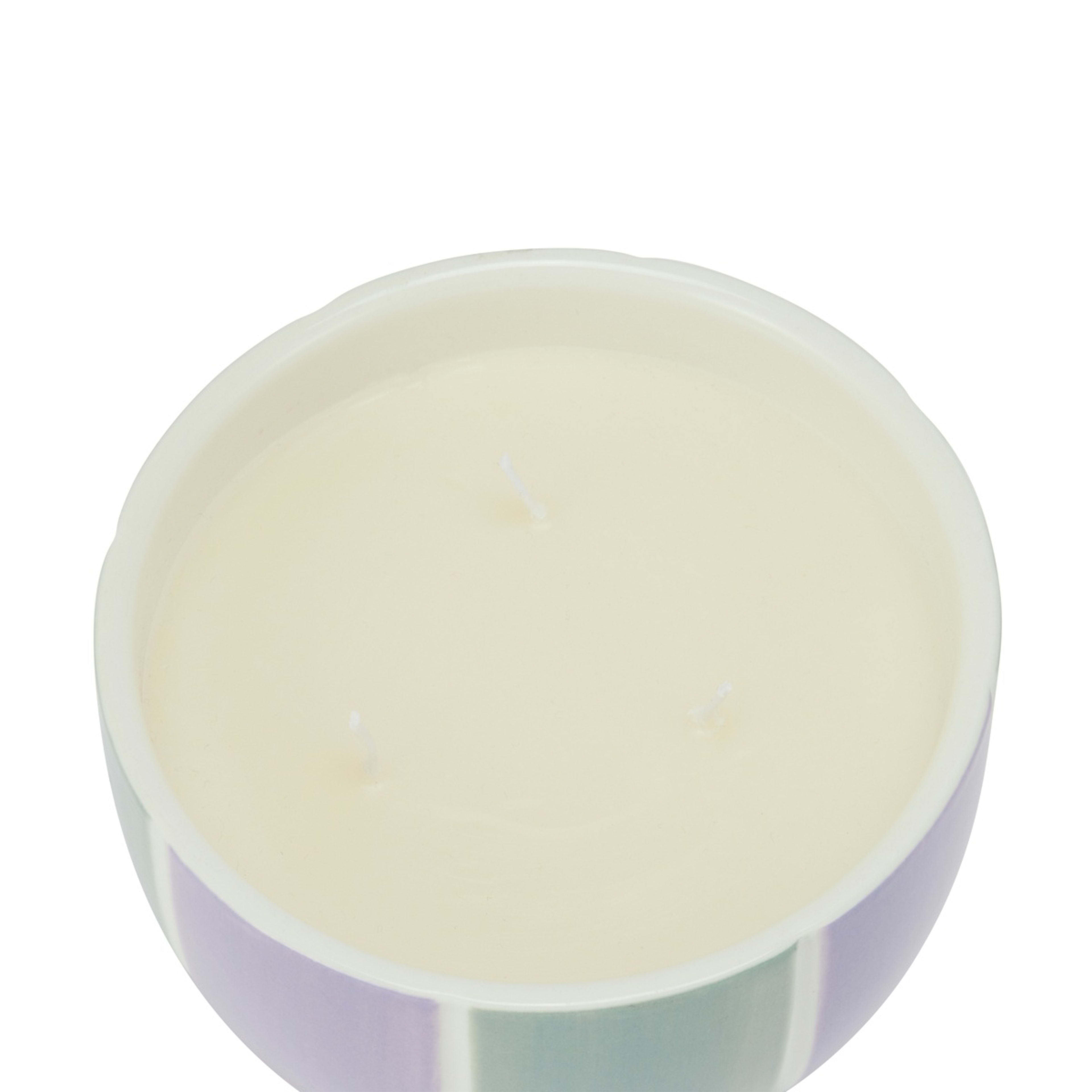 3 Tangerine and Berry Stripe Pedestal Fragrant Candle, 3 of 9