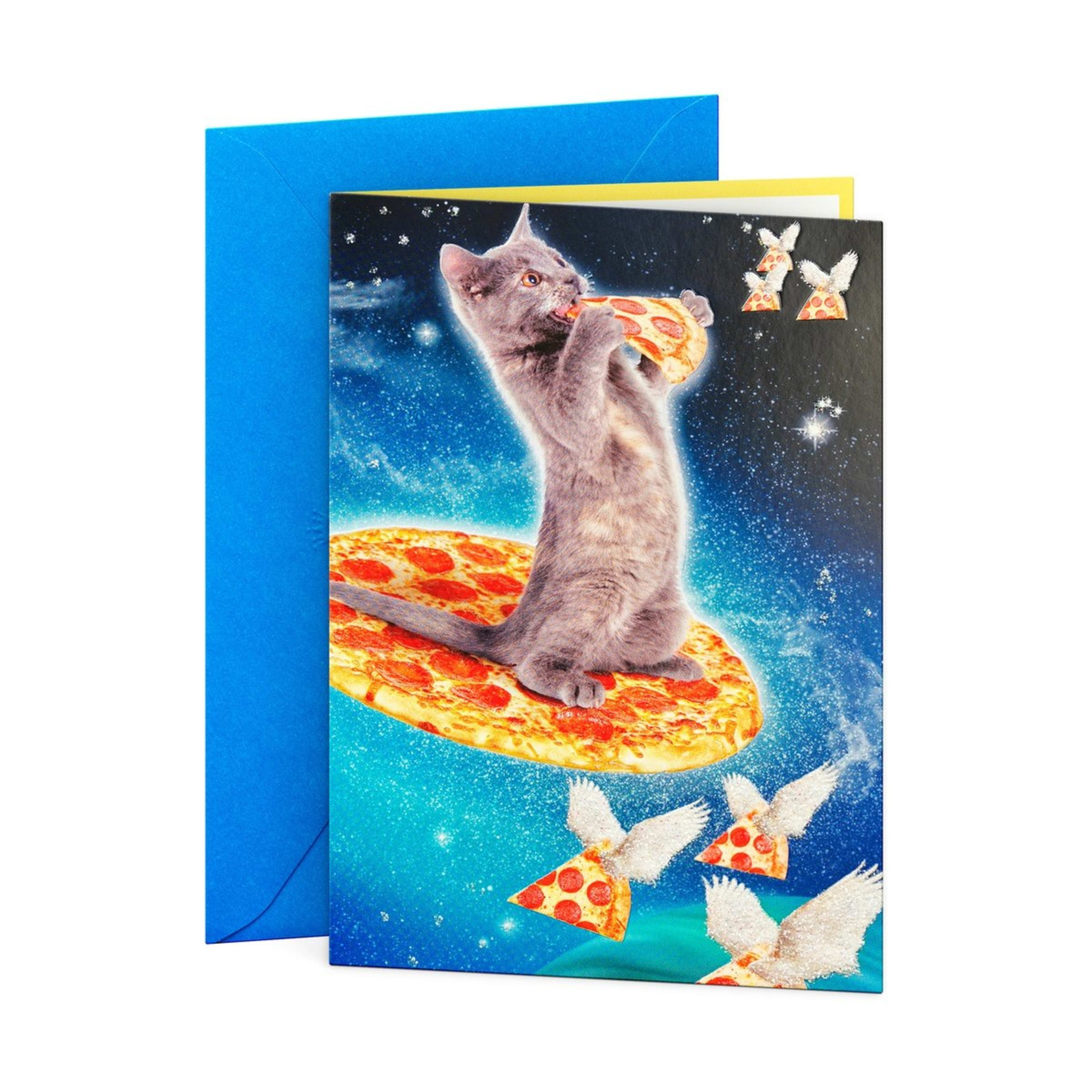 1 Hallmark Birthday Card - Space Cat Pizza