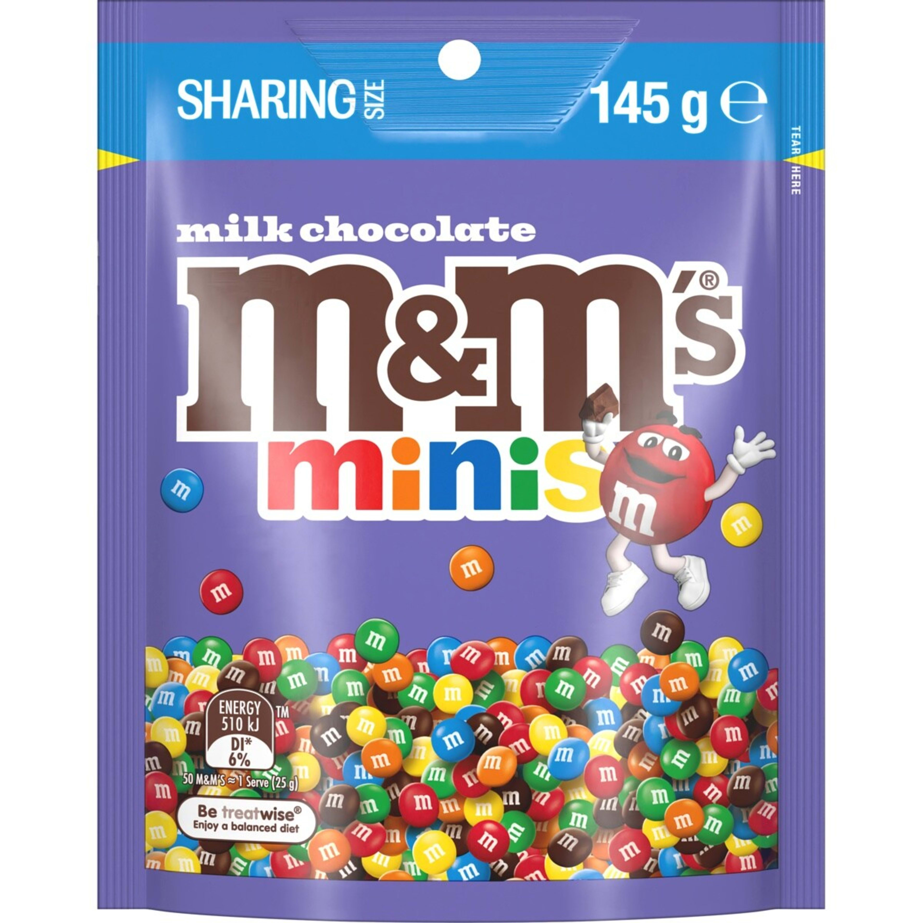 1 M&M's Minis Milk Chocolate Snack and Share Bag 145g