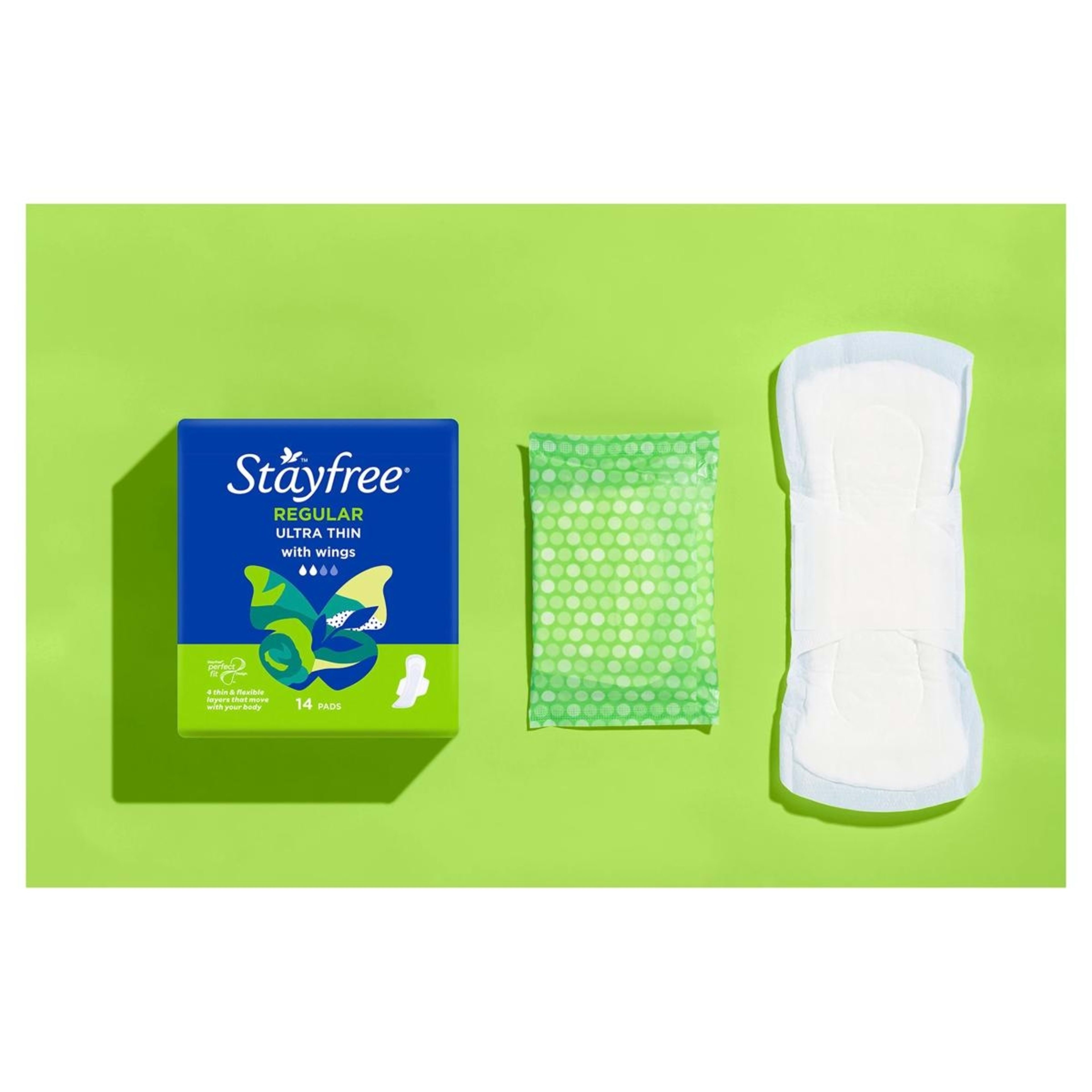 6 Stayfree 14 Pack UltraThin Regular Pads with Wings, 6 of 7