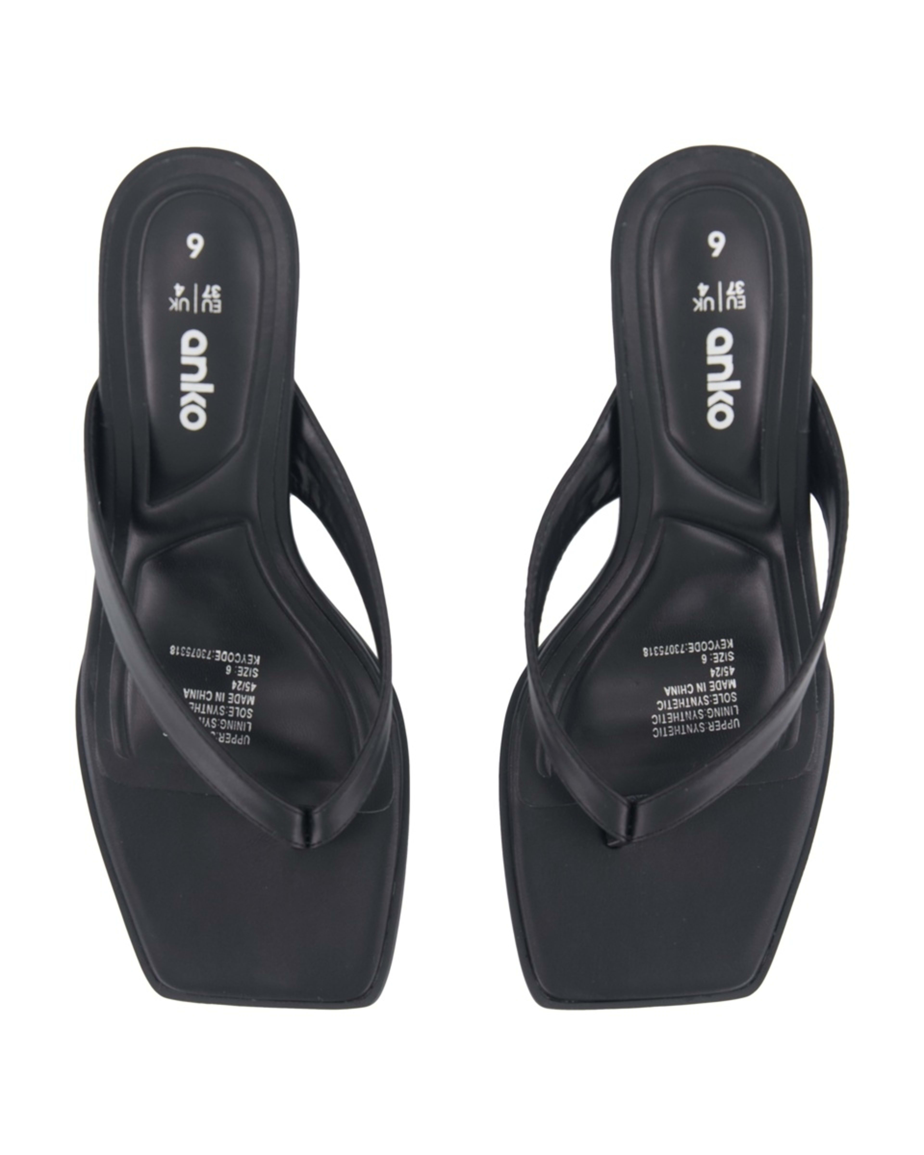 4 Toe Post Kitten Heels Black, 4 of 5