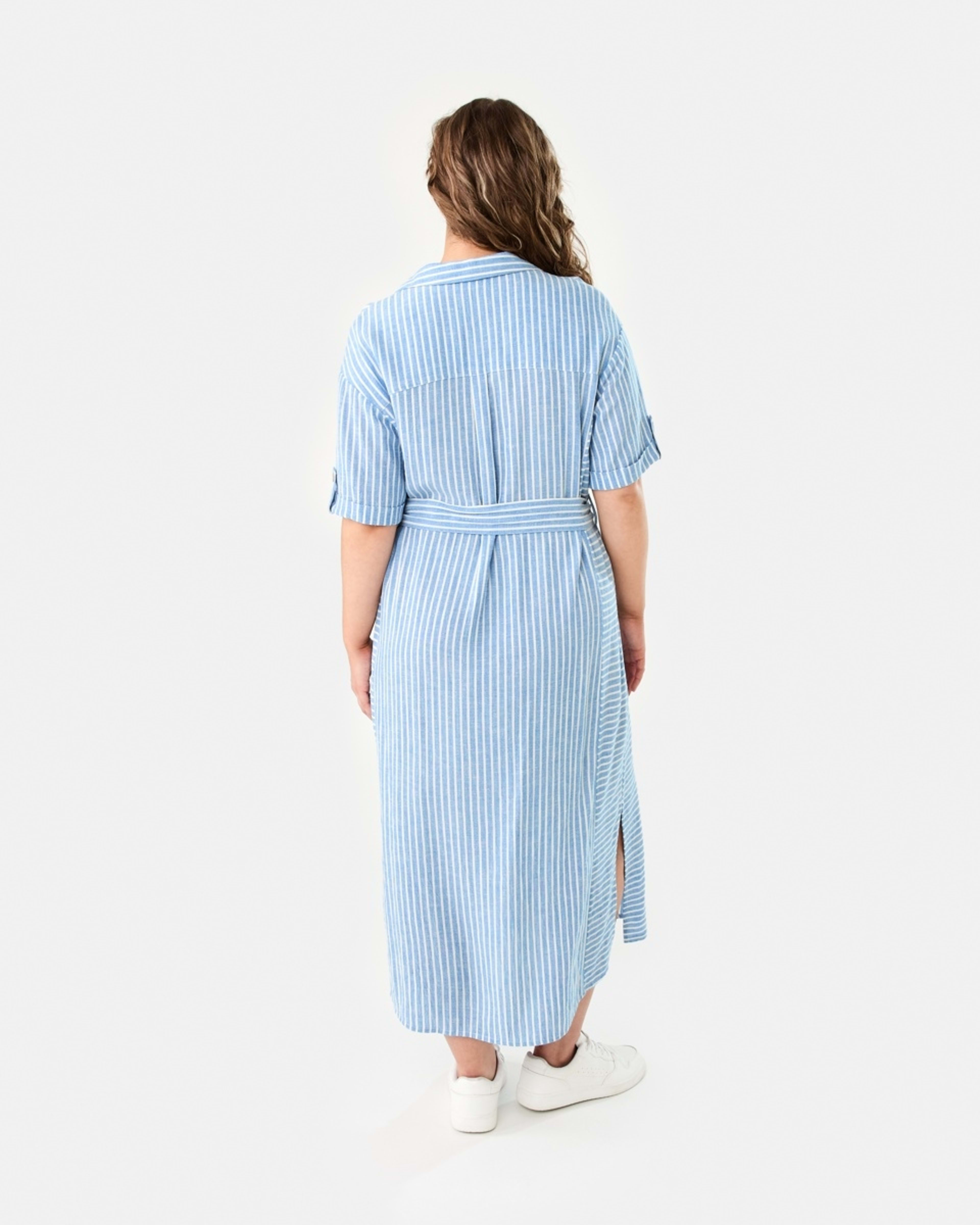 4 Short Sleeve Utility Shirt Midi Dress RESORT STRIPE BLUE MARINE, 4 of 8