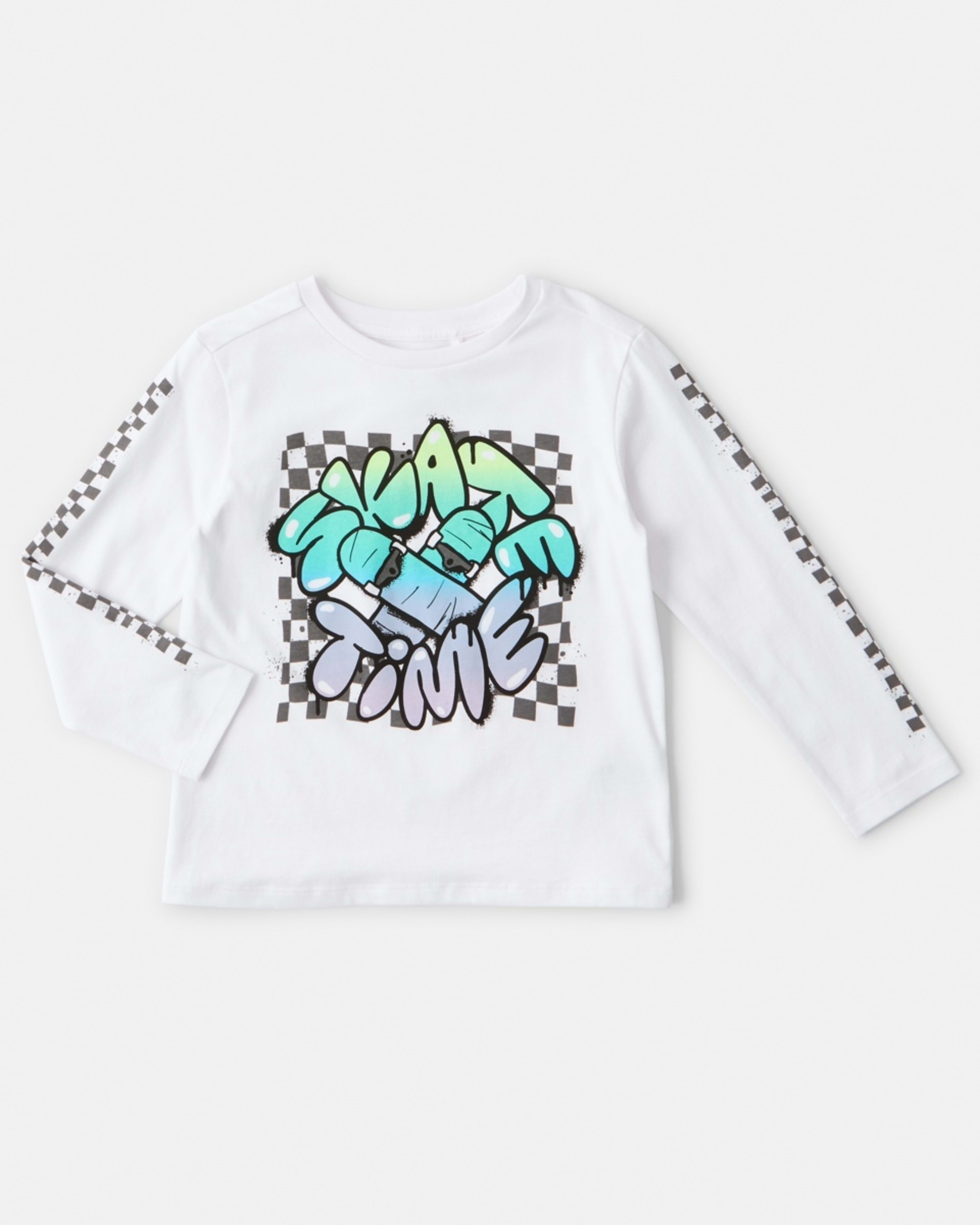 8 Long Sleeve Print T-shirt Skate Tie Graffiti White, 8 of 9