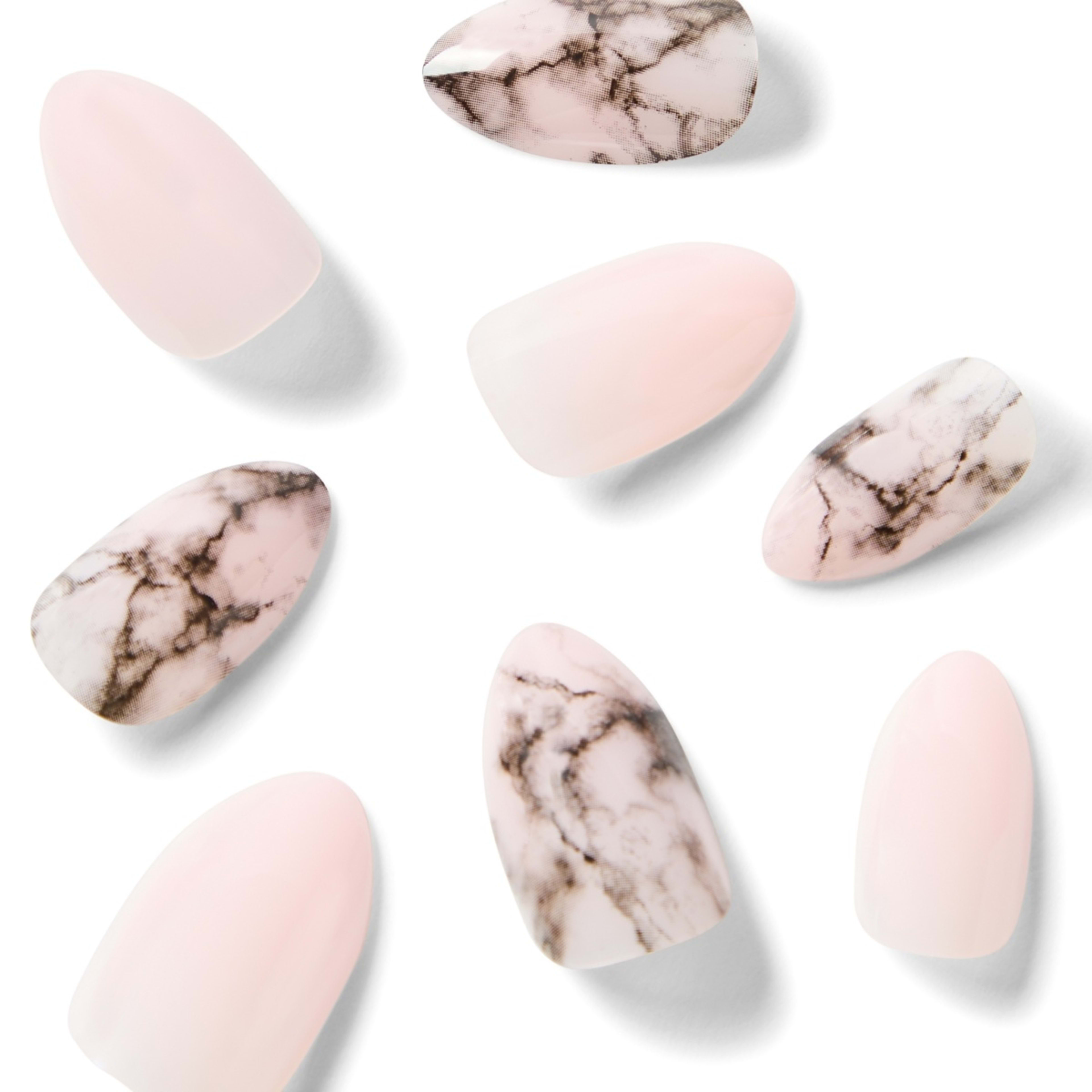 3 OXX Cosmetics 24 Pack Artificial Nails with Adhesive - Almond Shape, Pink Marble, 3 of 4