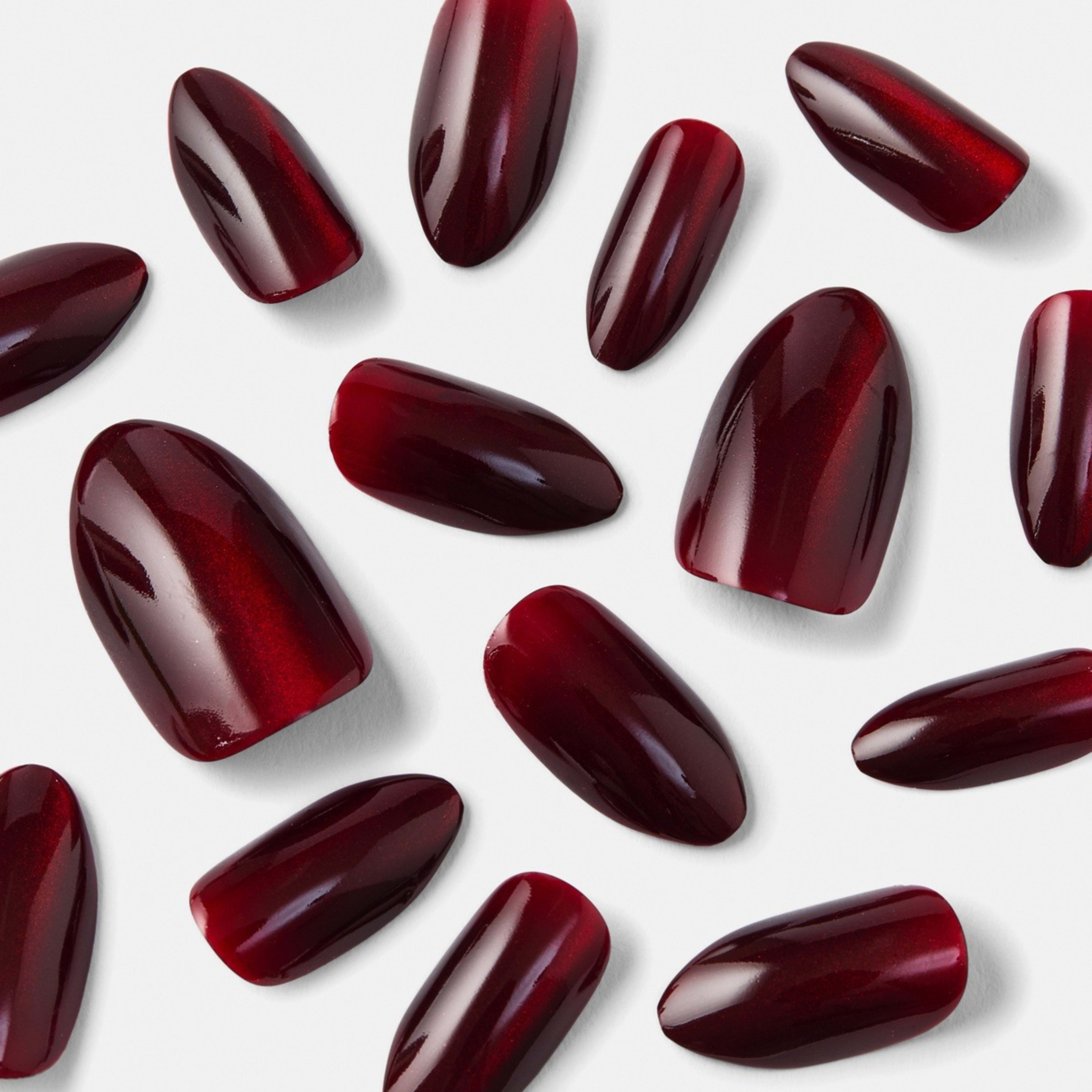 4 OXX Cosmetics 24 Pack Artificial Nails with Adhesive - Almond Shape, Red, 4 of 5