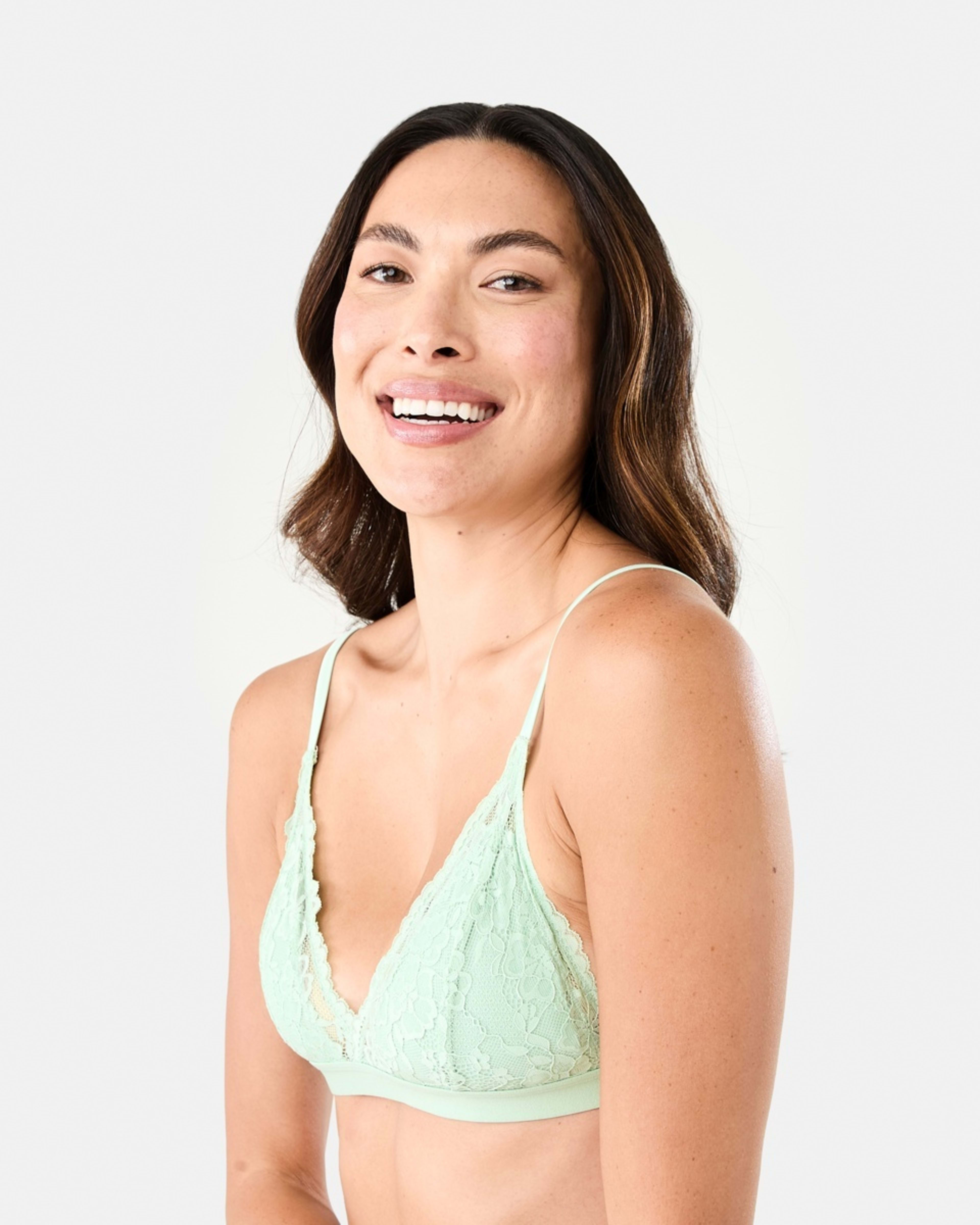 2 Co-ordinated Lace & Satin Bralette Tea Green, 2 of 7