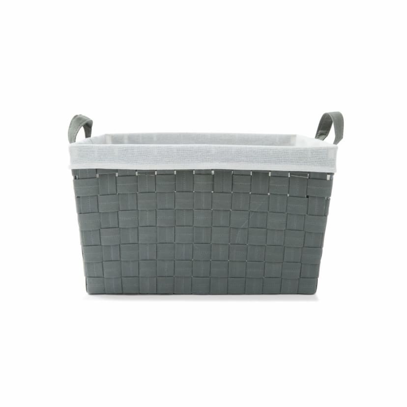 Woven Basket with Handles & Removable Liner Large, Grey Kmart