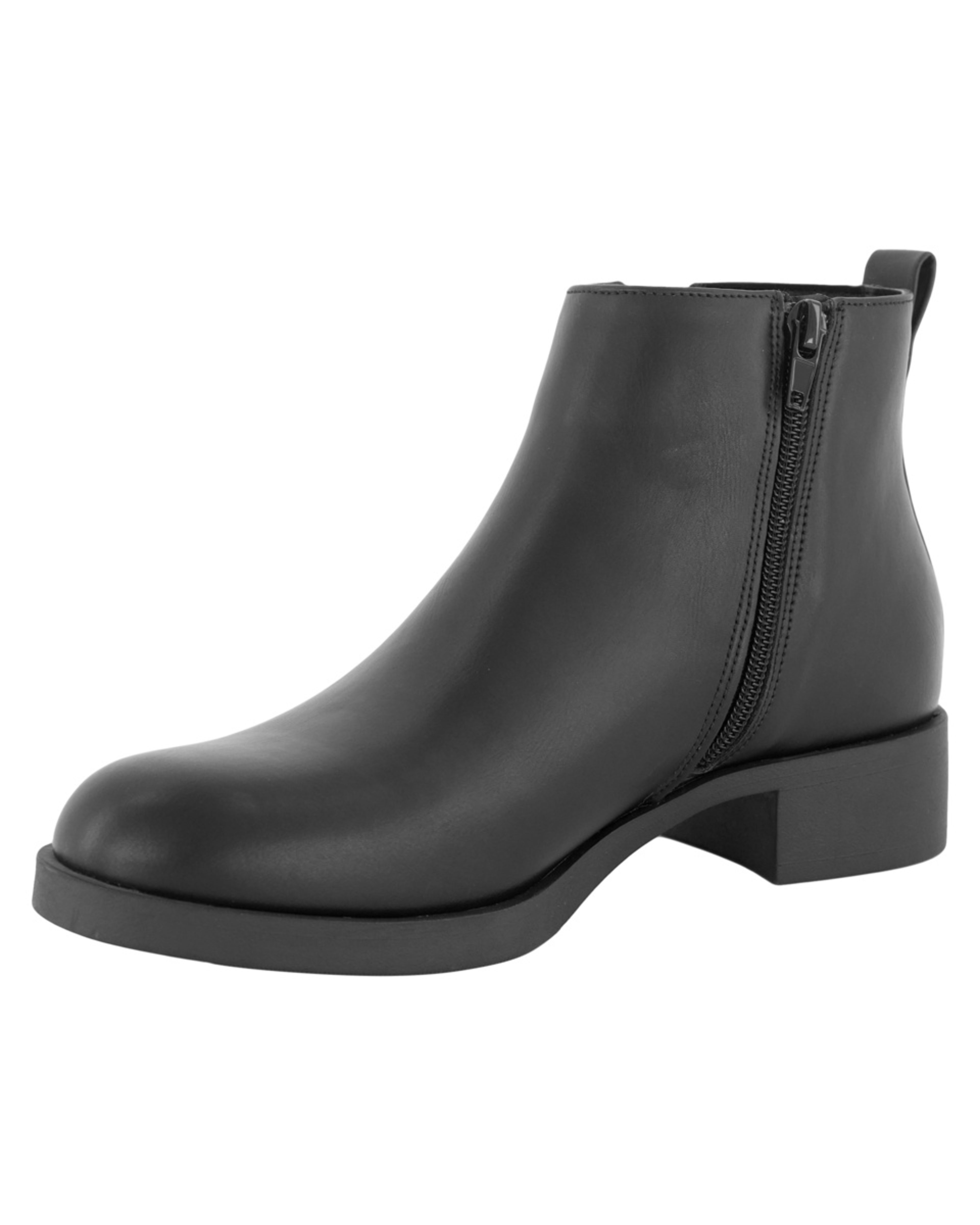 2 PU Zip Flat Boots Black, 2 of 5