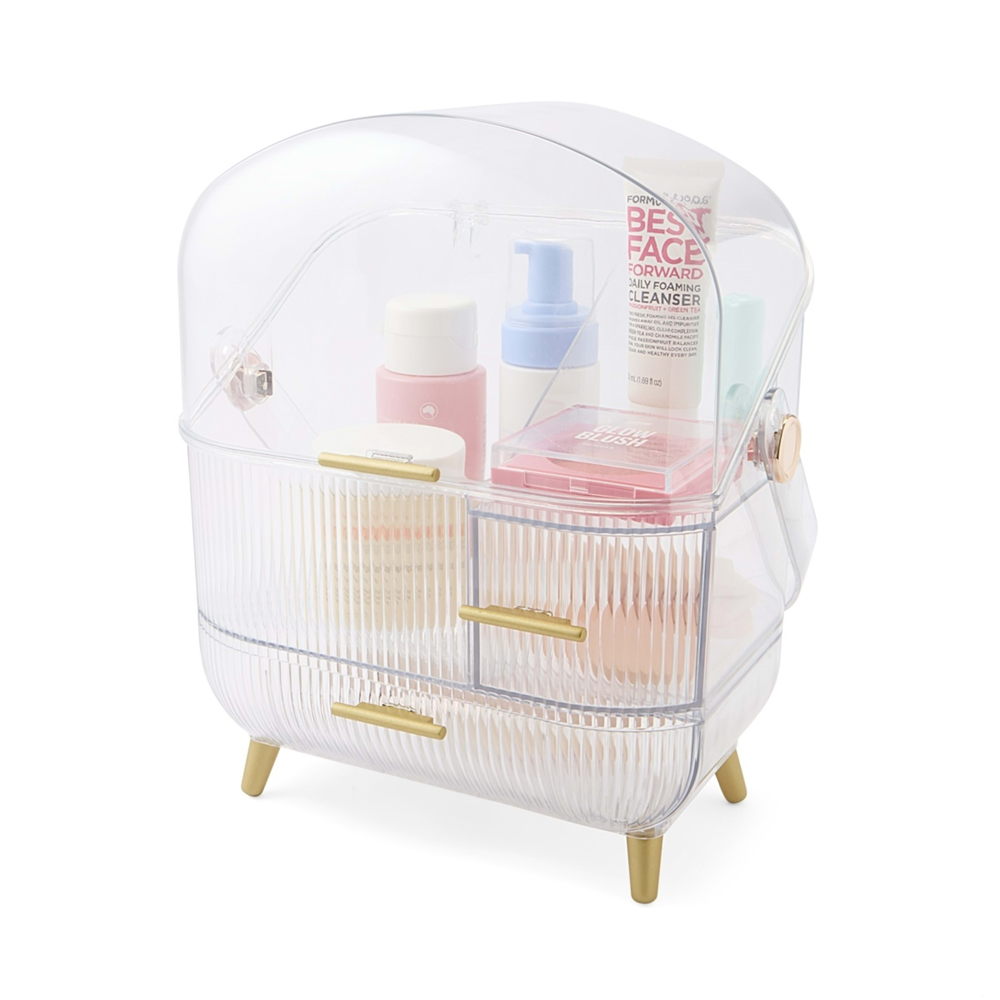 1 Cosmetic Organiser with Drawer - Clear, 1 of 10