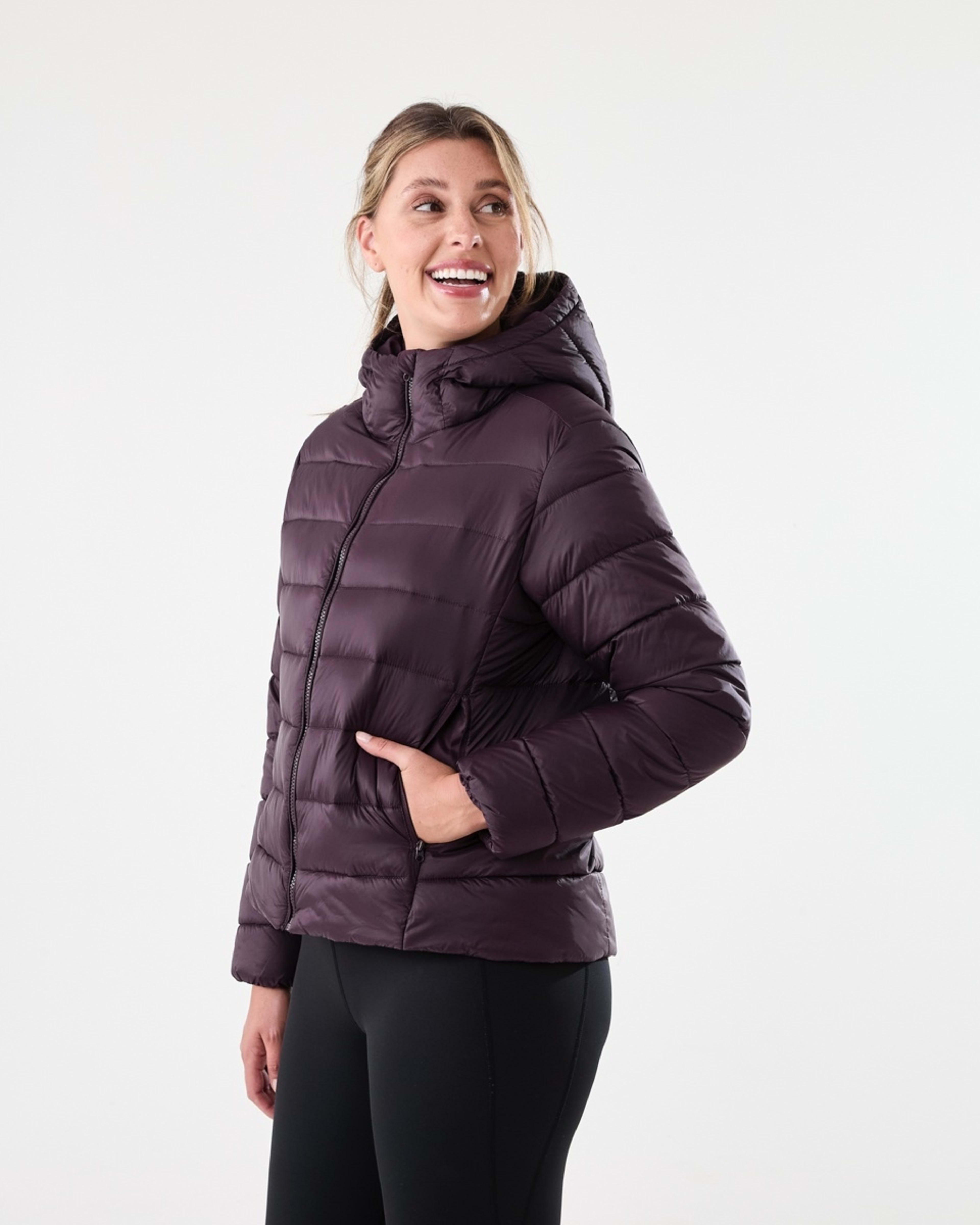 3 Active Womens Packable Puffer Jacket Pur Raisin, 3 of 7