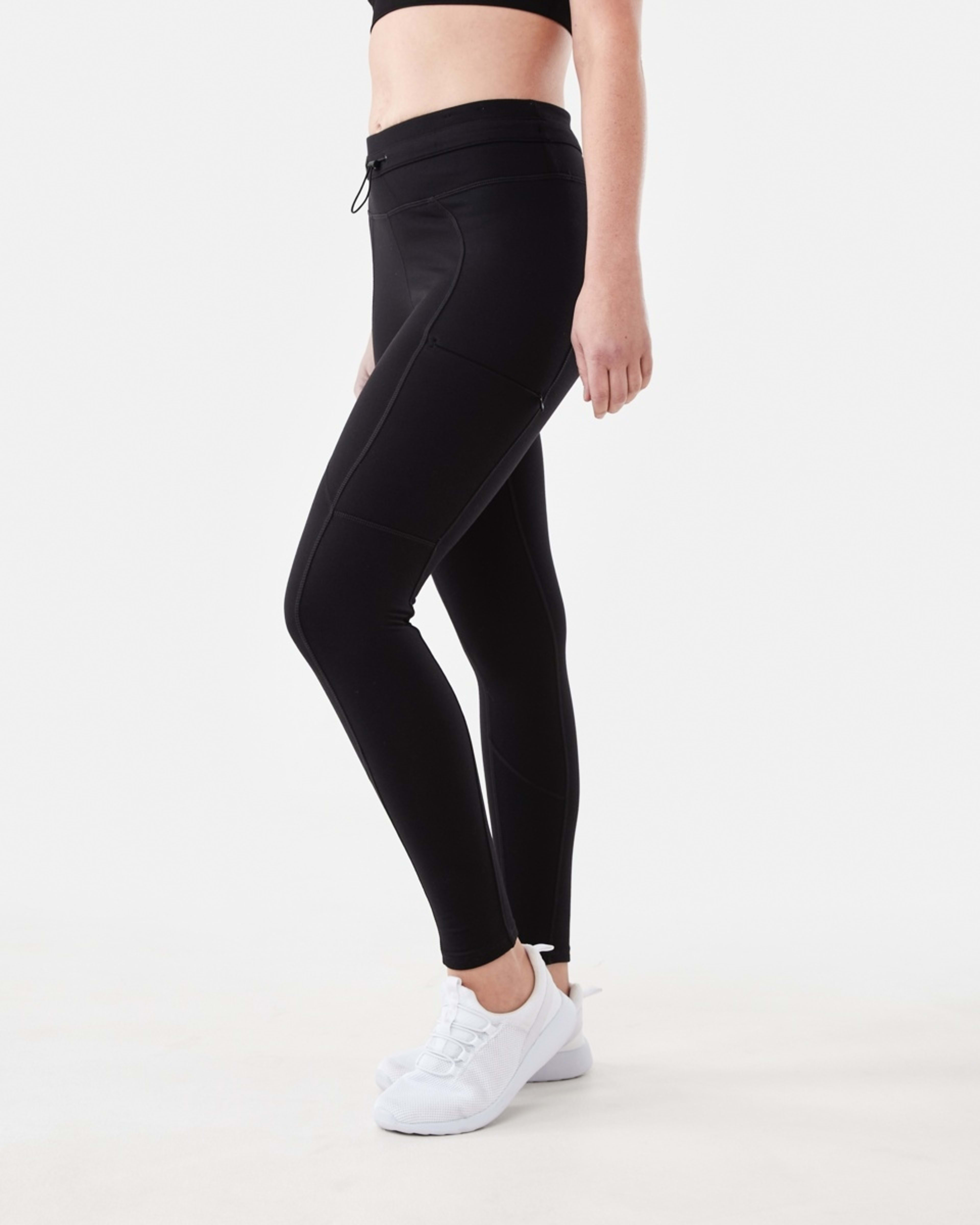 2 Active Womens Outdoor Fleece Zip Leggings BLACK, 2 of 6