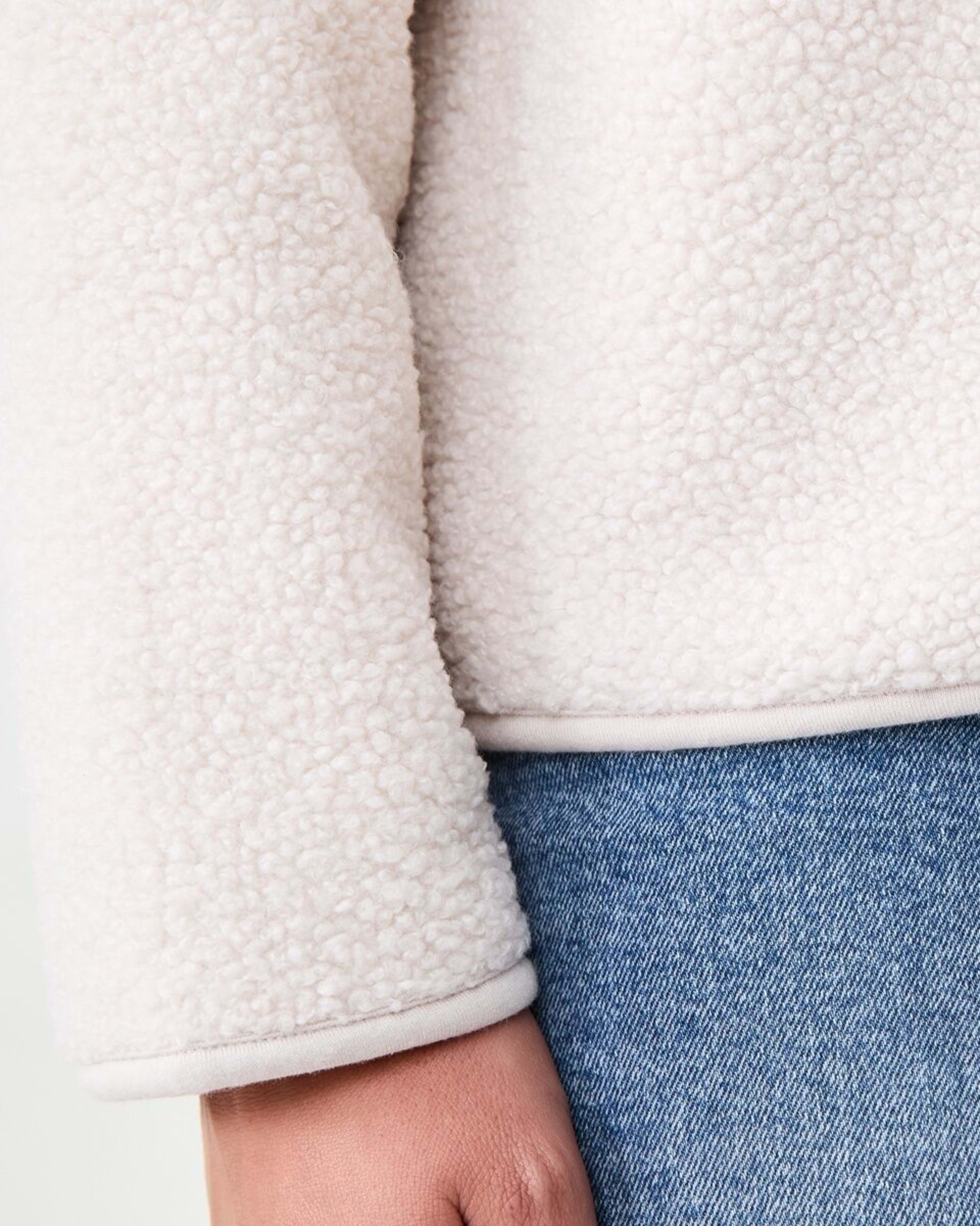 6 Long Sleeve Quarter Zip Through Boucle Sweatshirt Nat Beige, 6 of 6