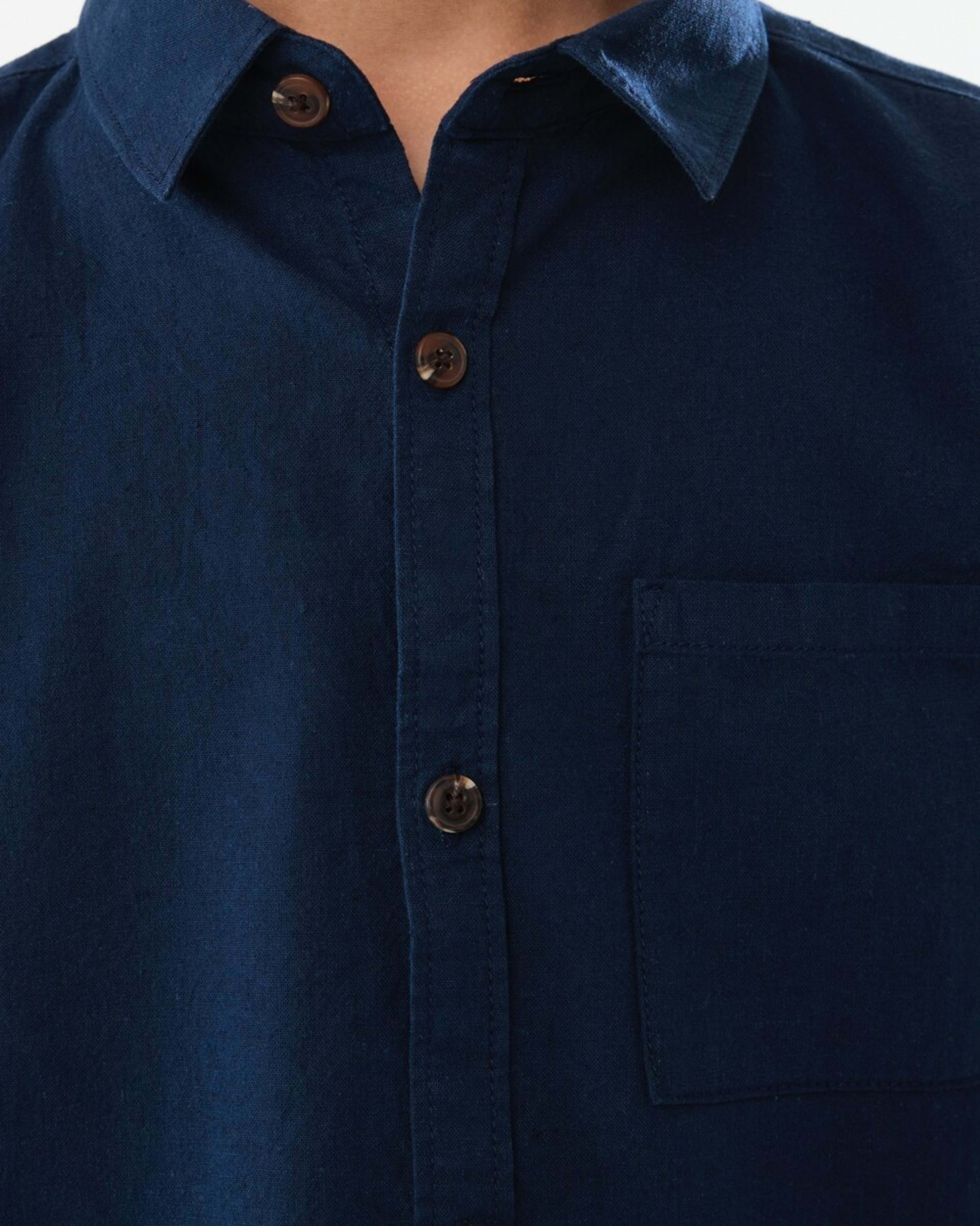 4 Short Sleeve Linen Shirt DRESS BLUE, 4 of 7