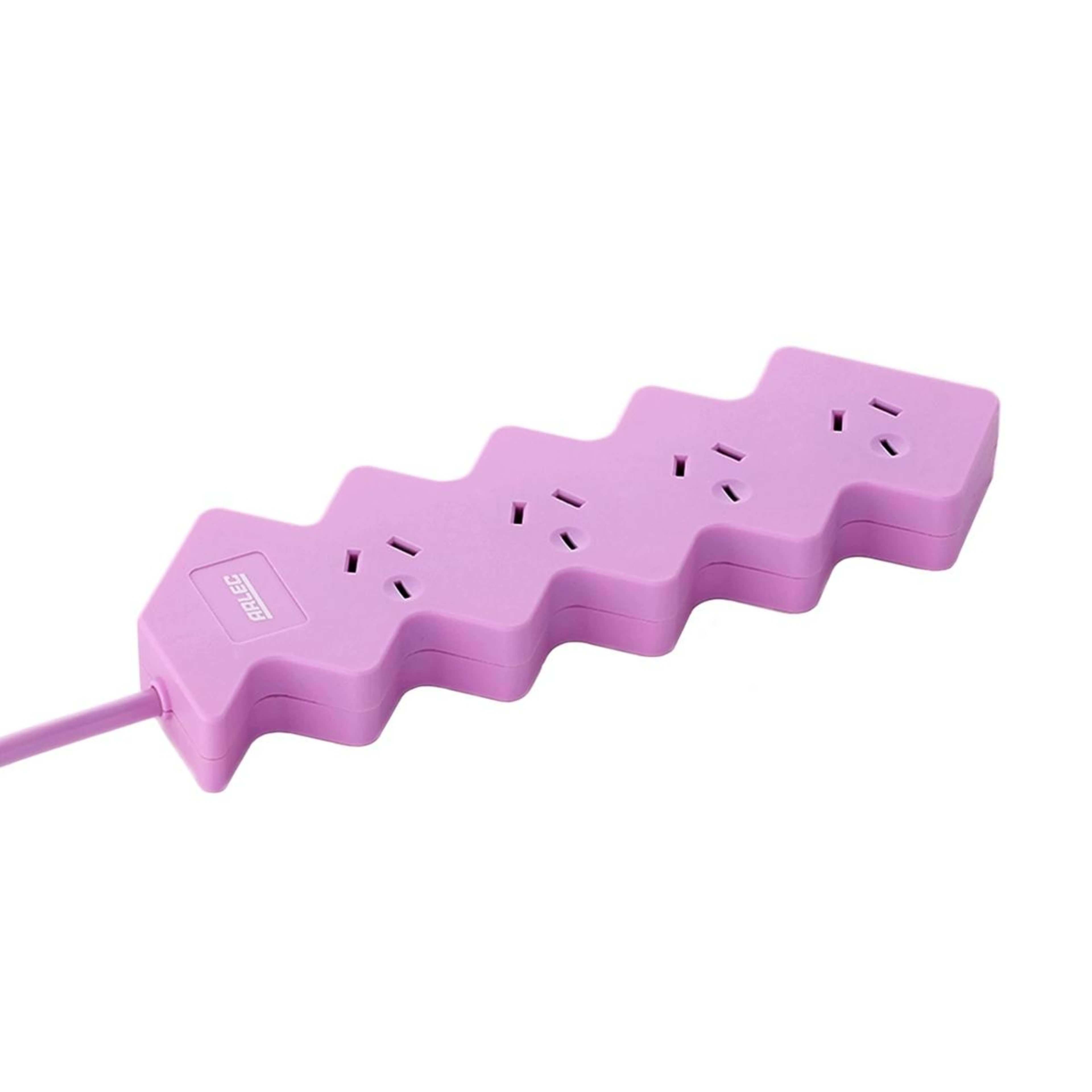 3 Arlec 4 Outlet Zig Zag Overload Protected Powerboard - Pink, 3 of 5
