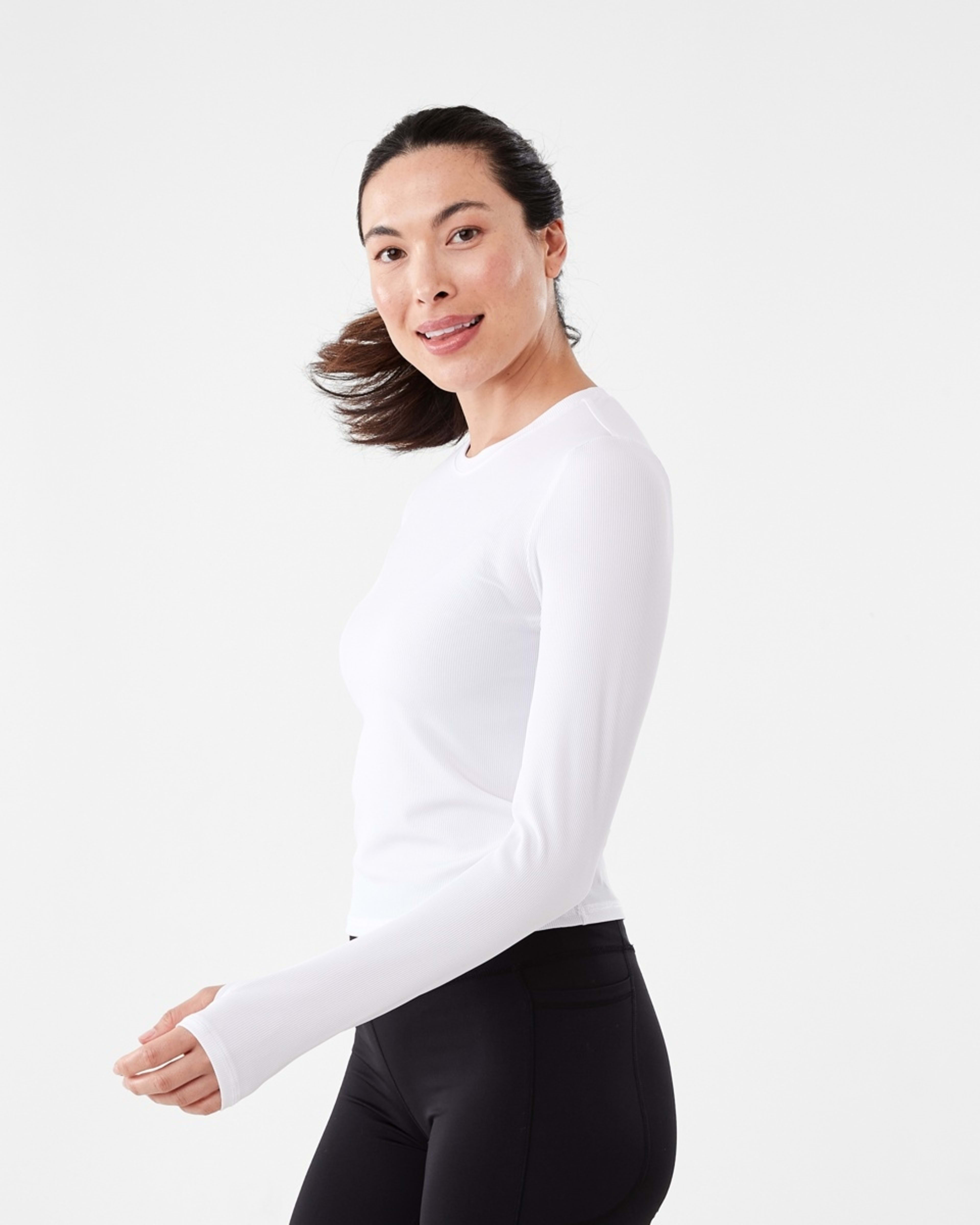 2 Active Womens Long Sleeve Rib T-shirt White, 2 of 6