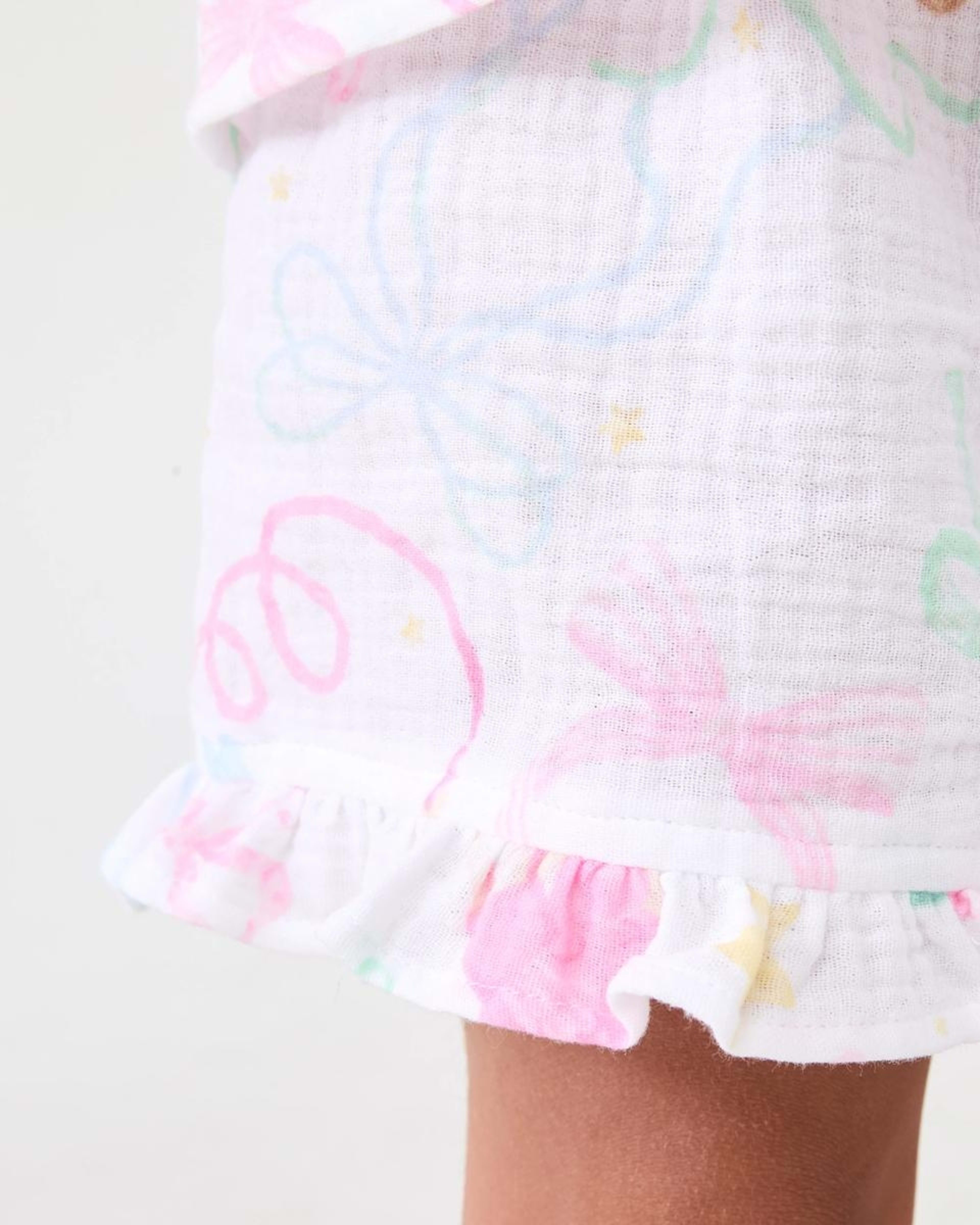 5 Short Sleeve Woven Frill Pyjama Set Wht Balb, 5 of 5