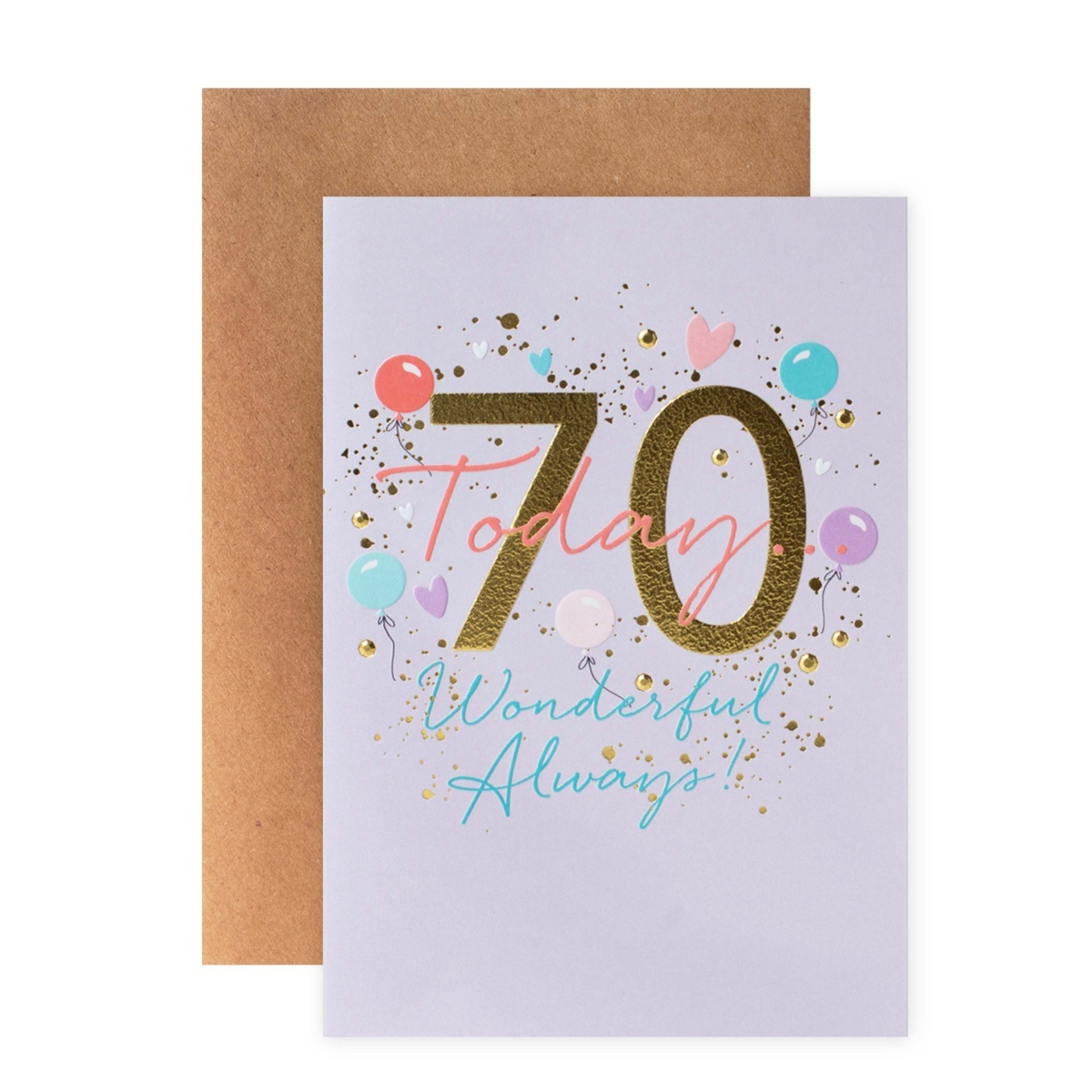 1 Connections from Hallmark 70th Birthday Card - Purple and Gold