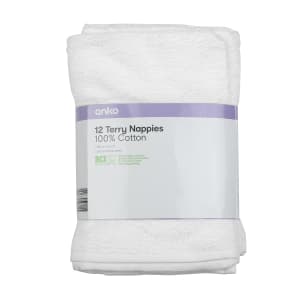 12 Pack Cotton Terry Nappies