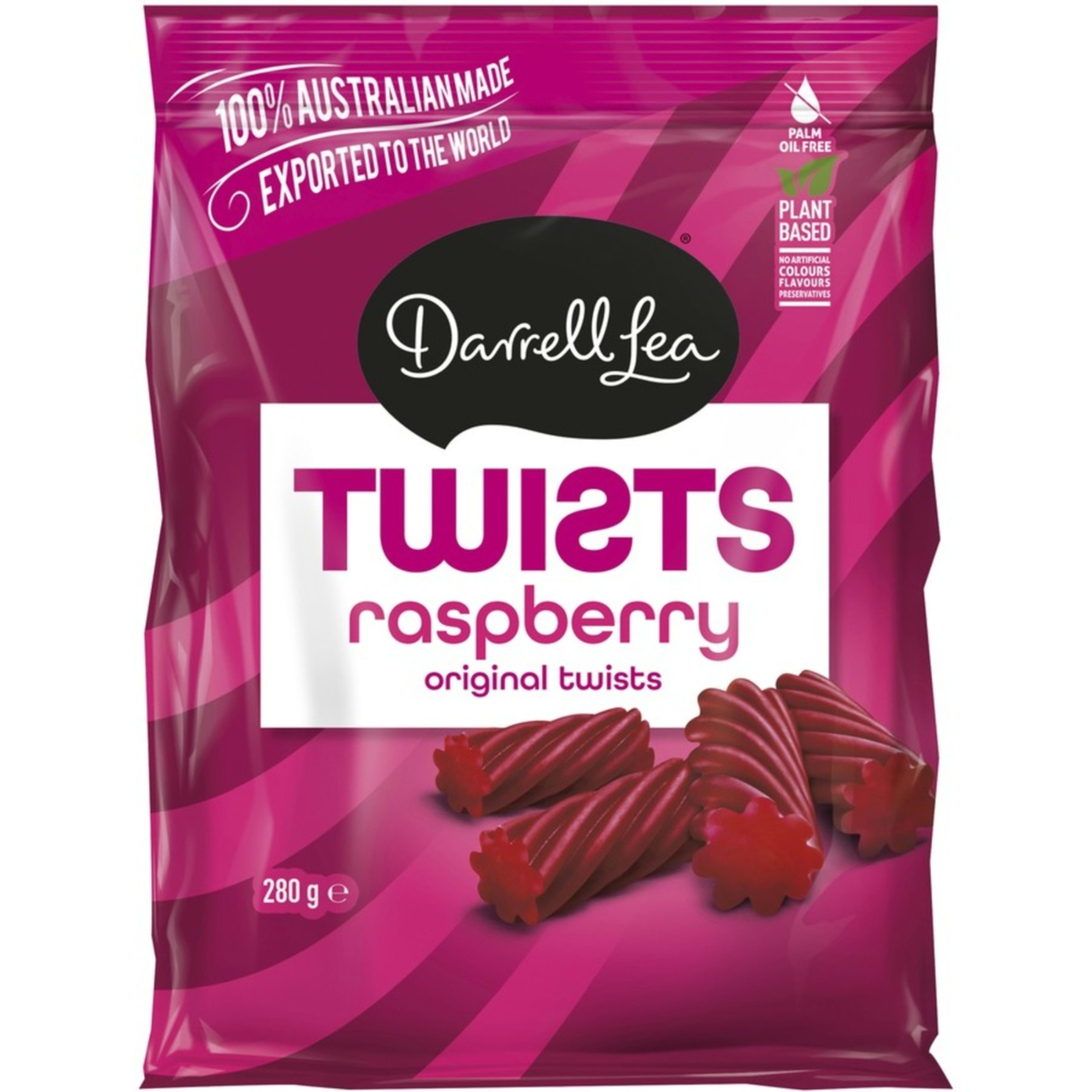 1 Darrell Lea Raspberry Twists 280g