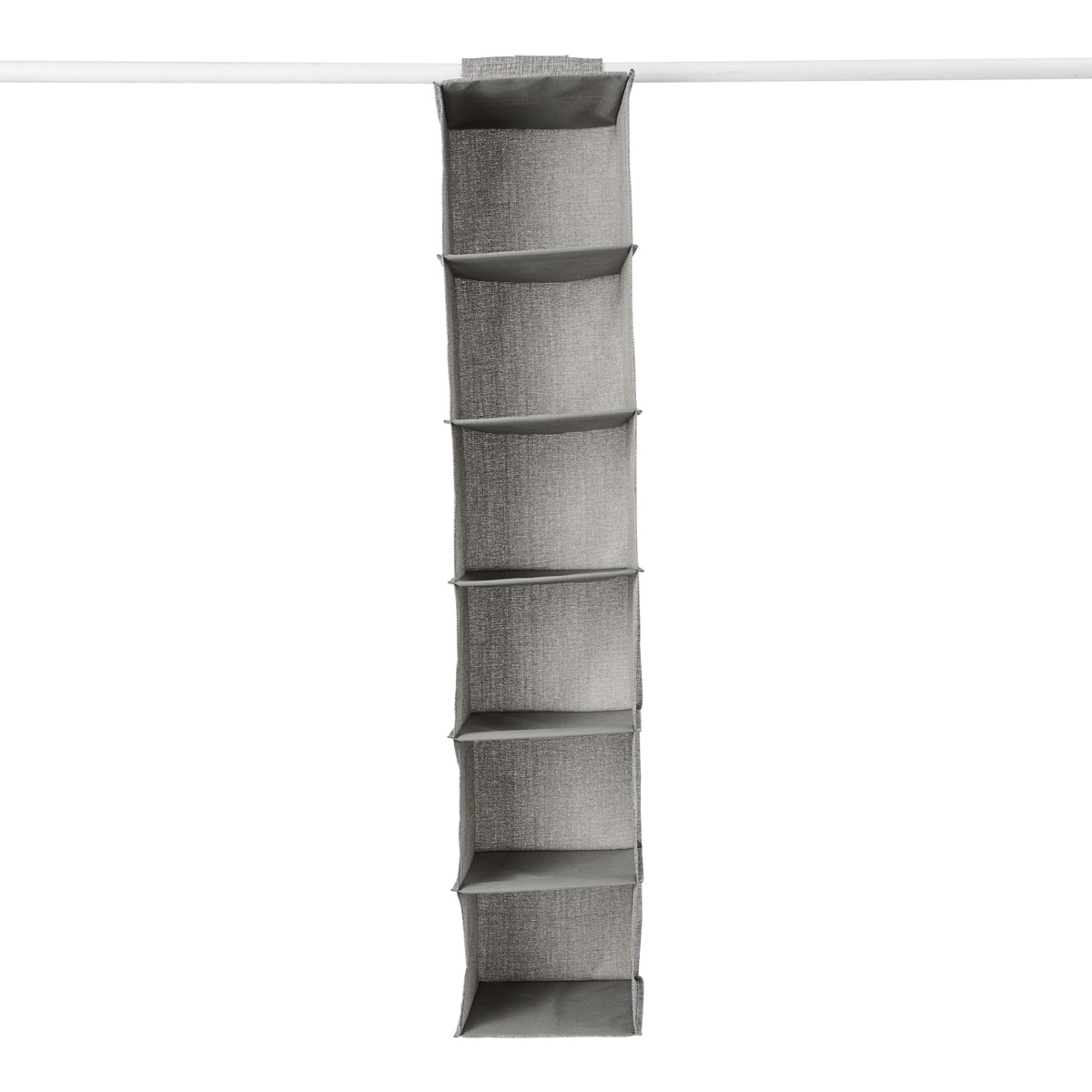 4 6 Shelf Linen Look Hanging Organiser - Charcoal, 4 of 8