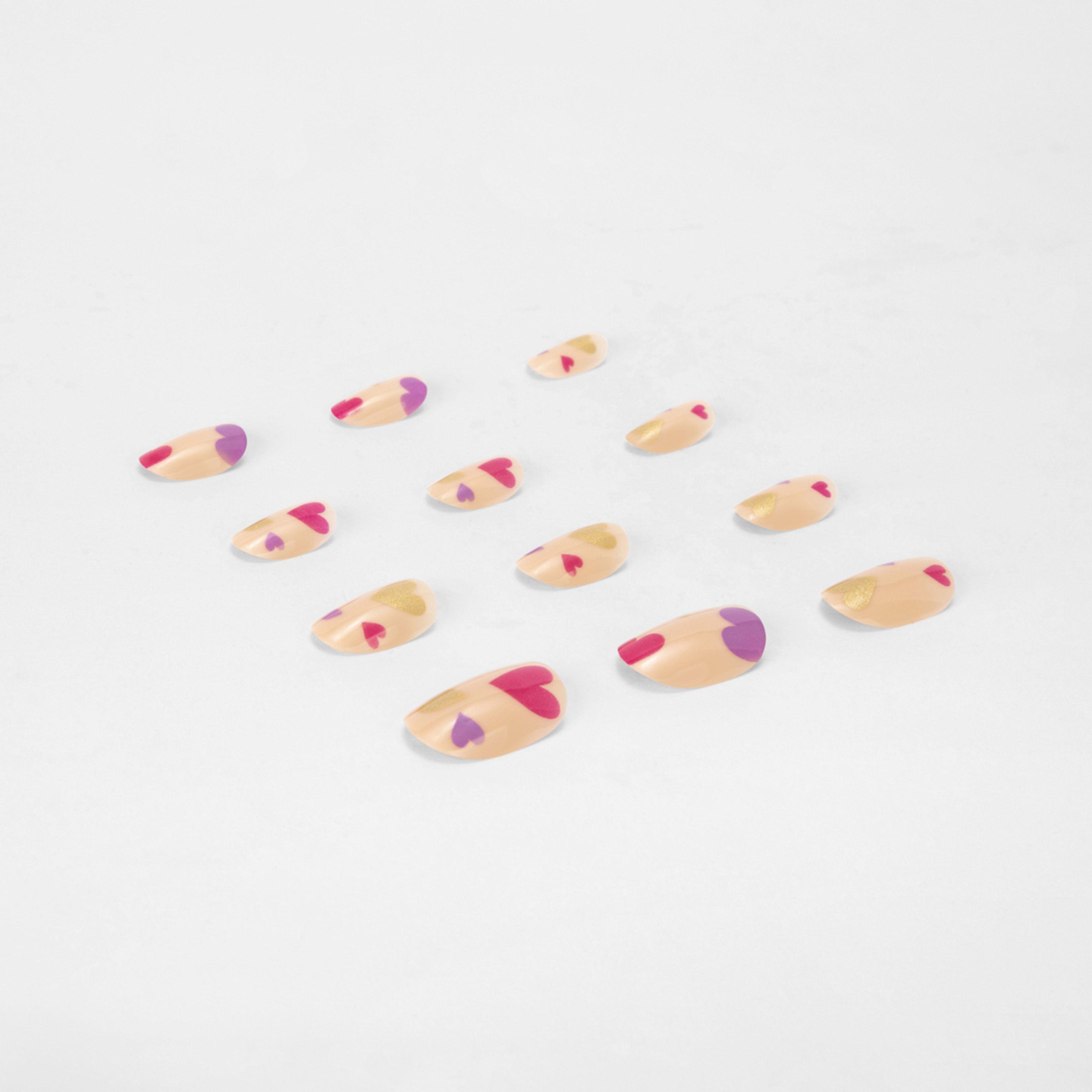 4 OXX Cosmetics 24 Pack False Nails with Adhesive - Oval Shape, Metallic Hearts, 4 of 5