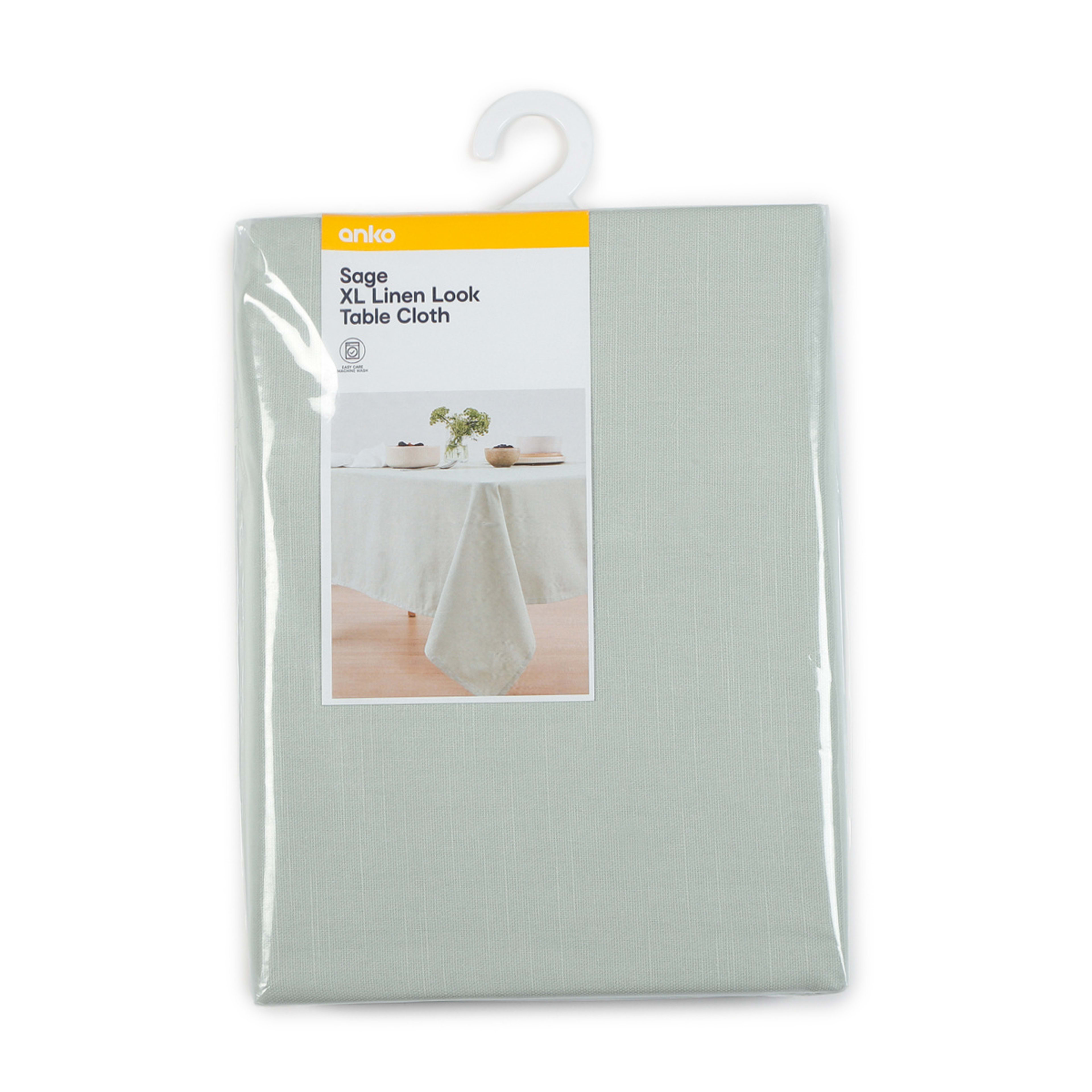 Sage Extra Large Linen Look Table Cloth - Kmart
