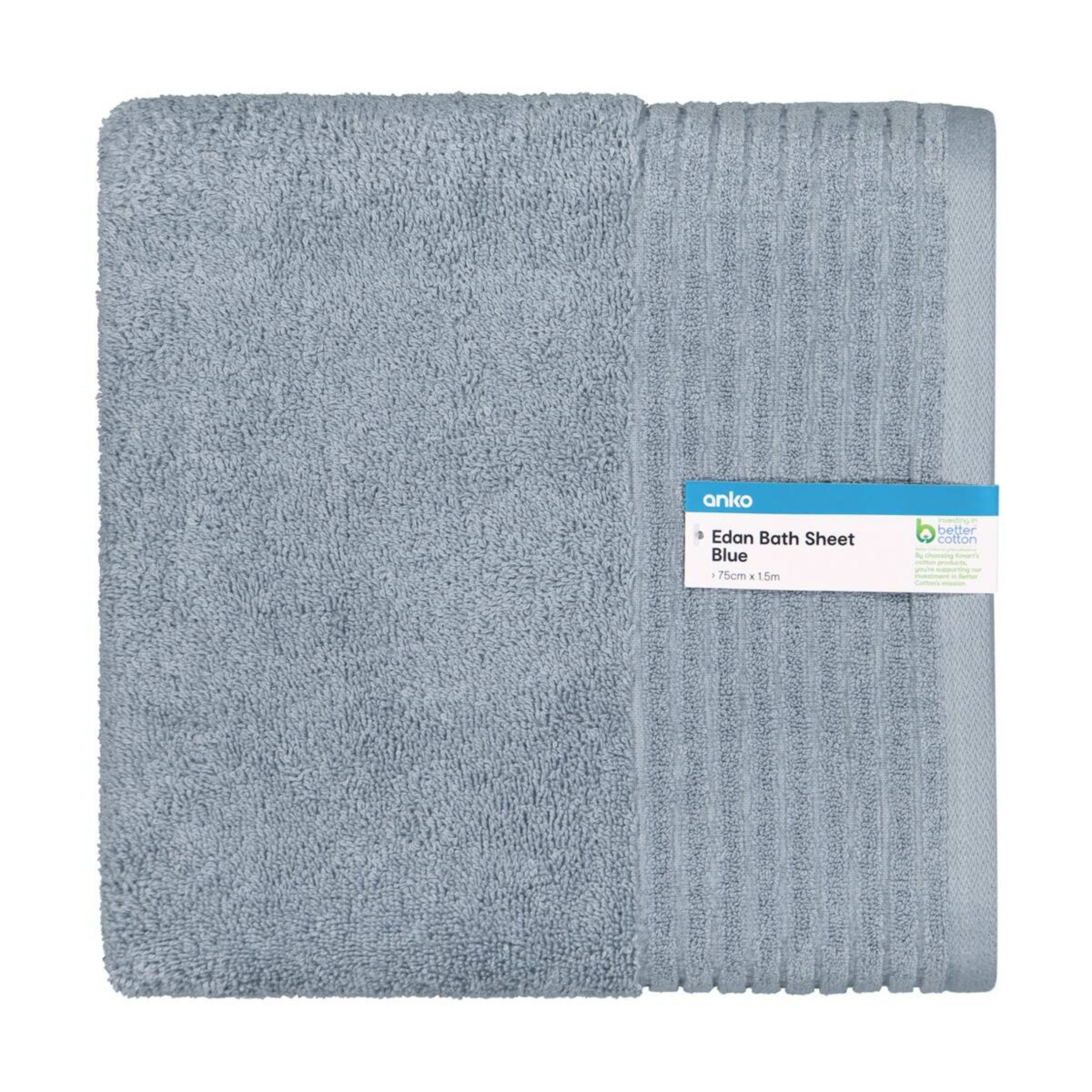 5 Edan Cotton Bath Sheet - Blue, 5 of 6
