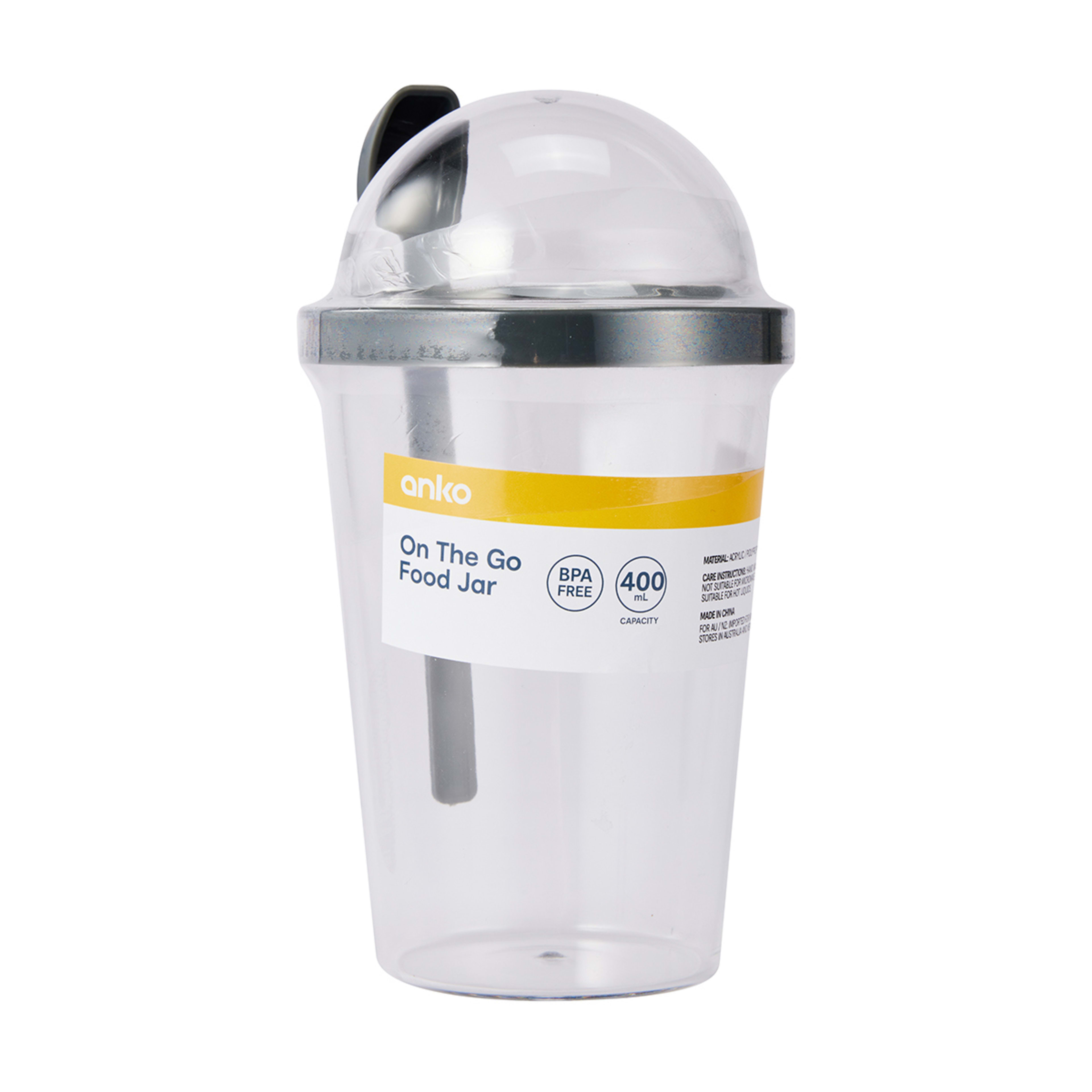 400ml Clear On the Go Food Jar Kmart