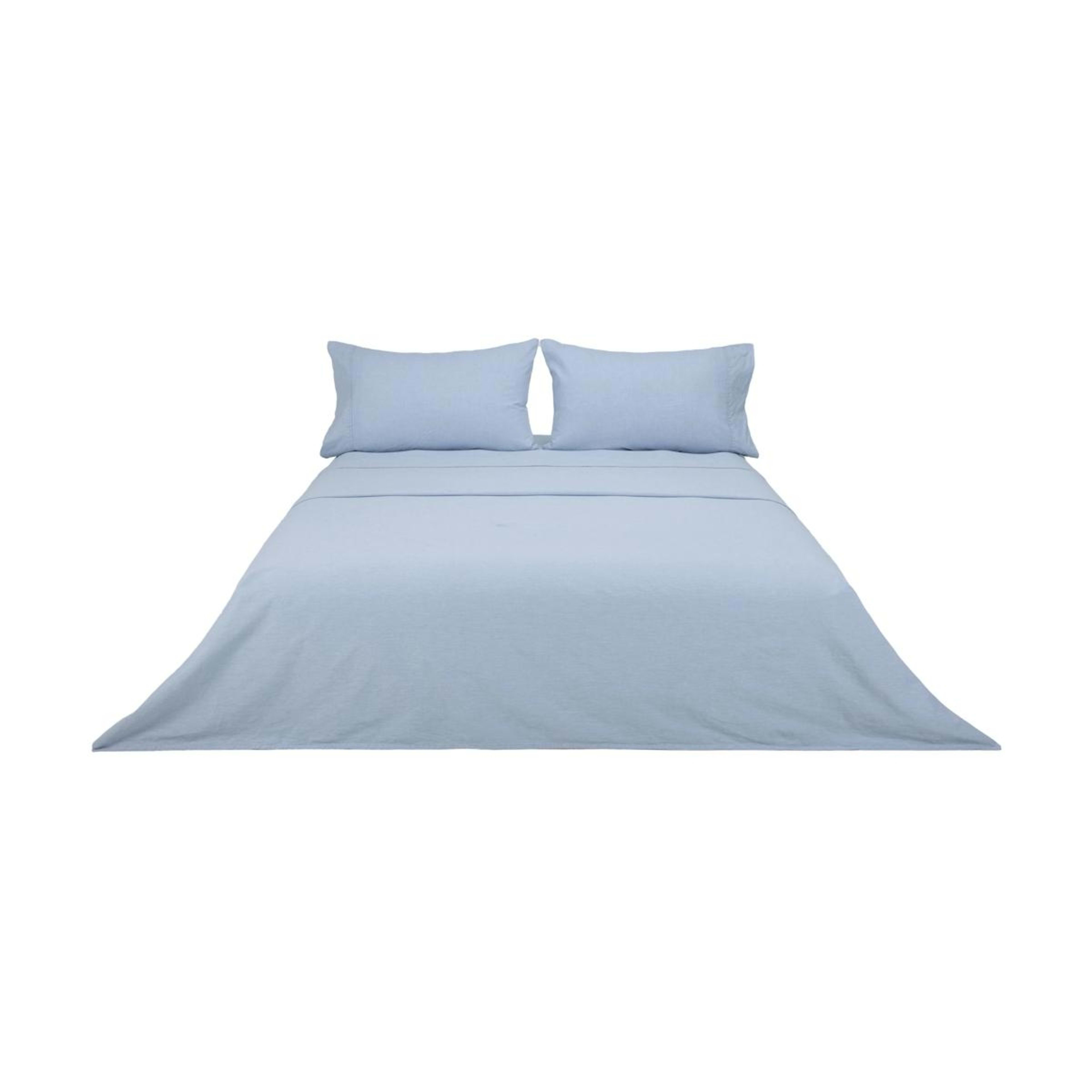 6 Stonewashed Chambray Cotton Sheet Set - Queen Bed, Denim, 6 of 7