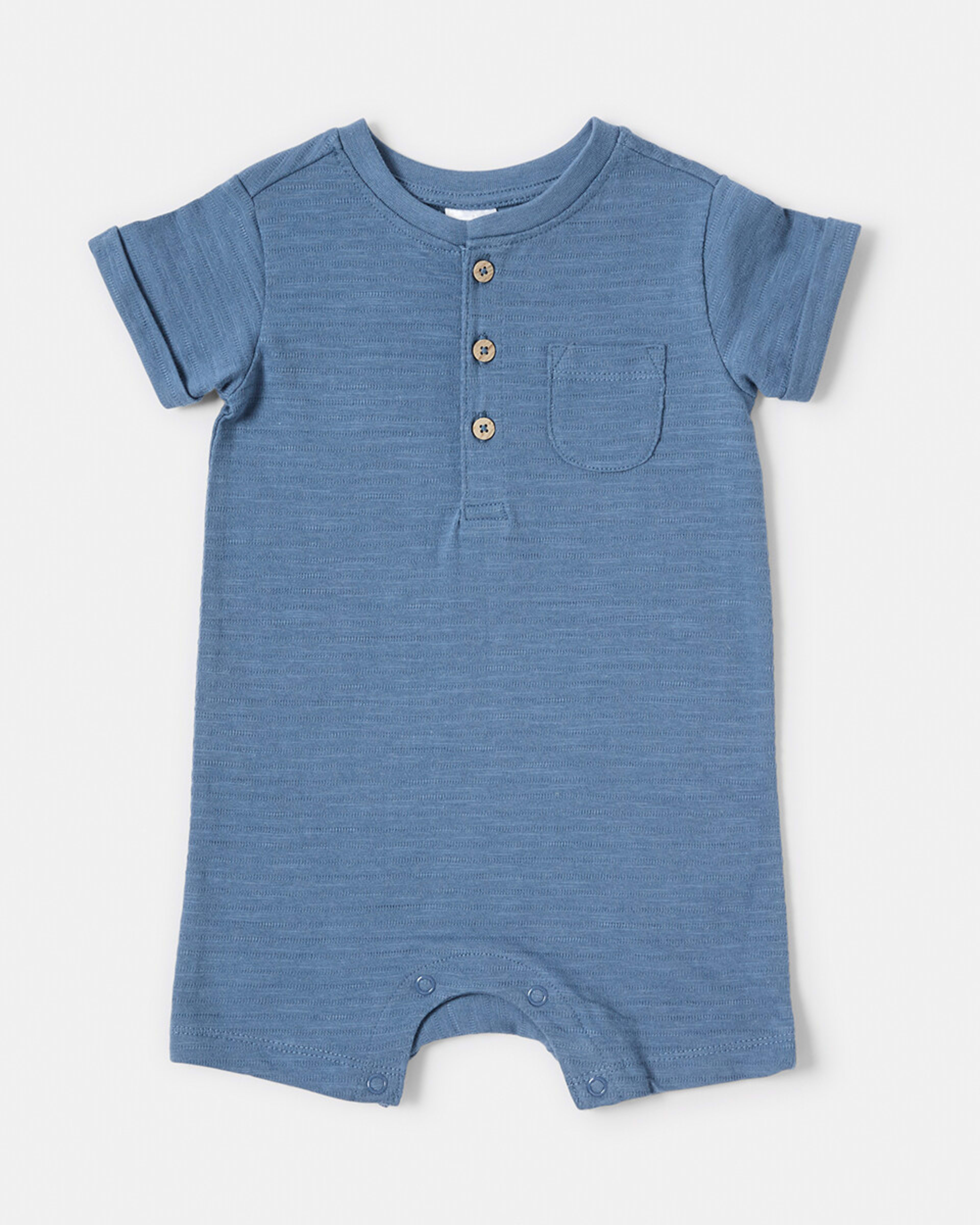 1 Henley Romper Blu Coastl
