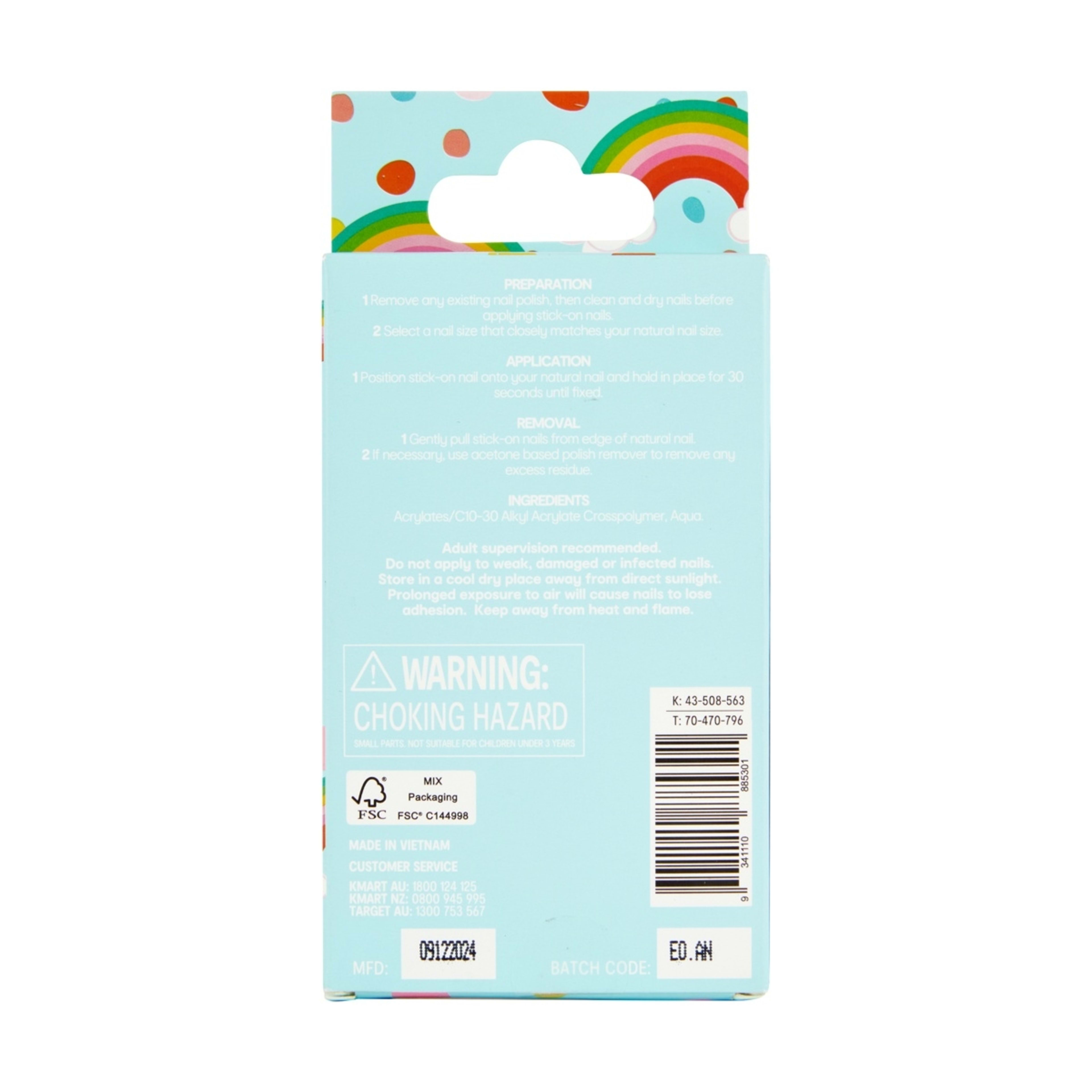 2 OXX Junior 24 Pack Kids Pre-Glued Stick-On Nails - Mermaid, 2 of 5