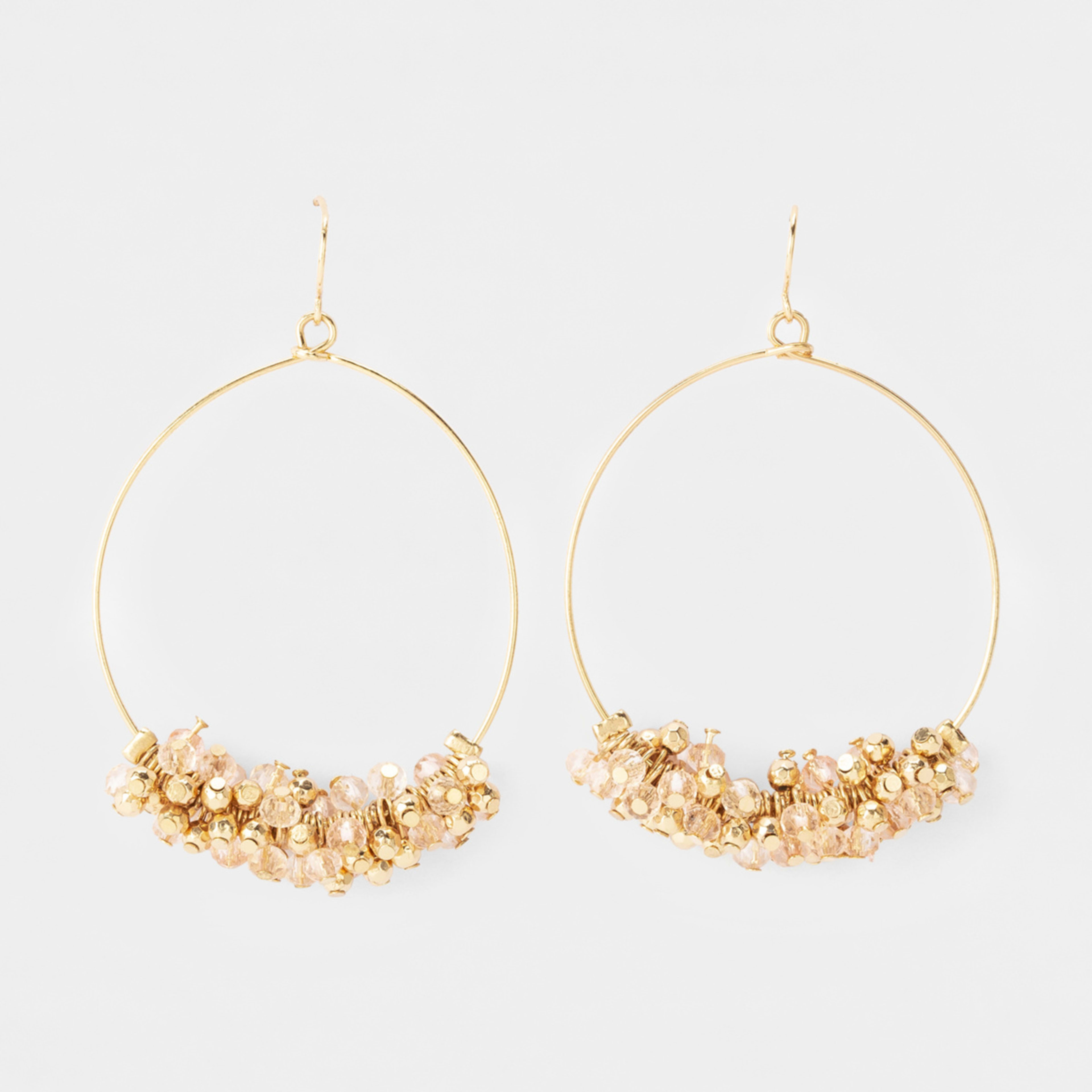 1 Hoop with Cluster Beads Earrings - Pink, 1 of 5