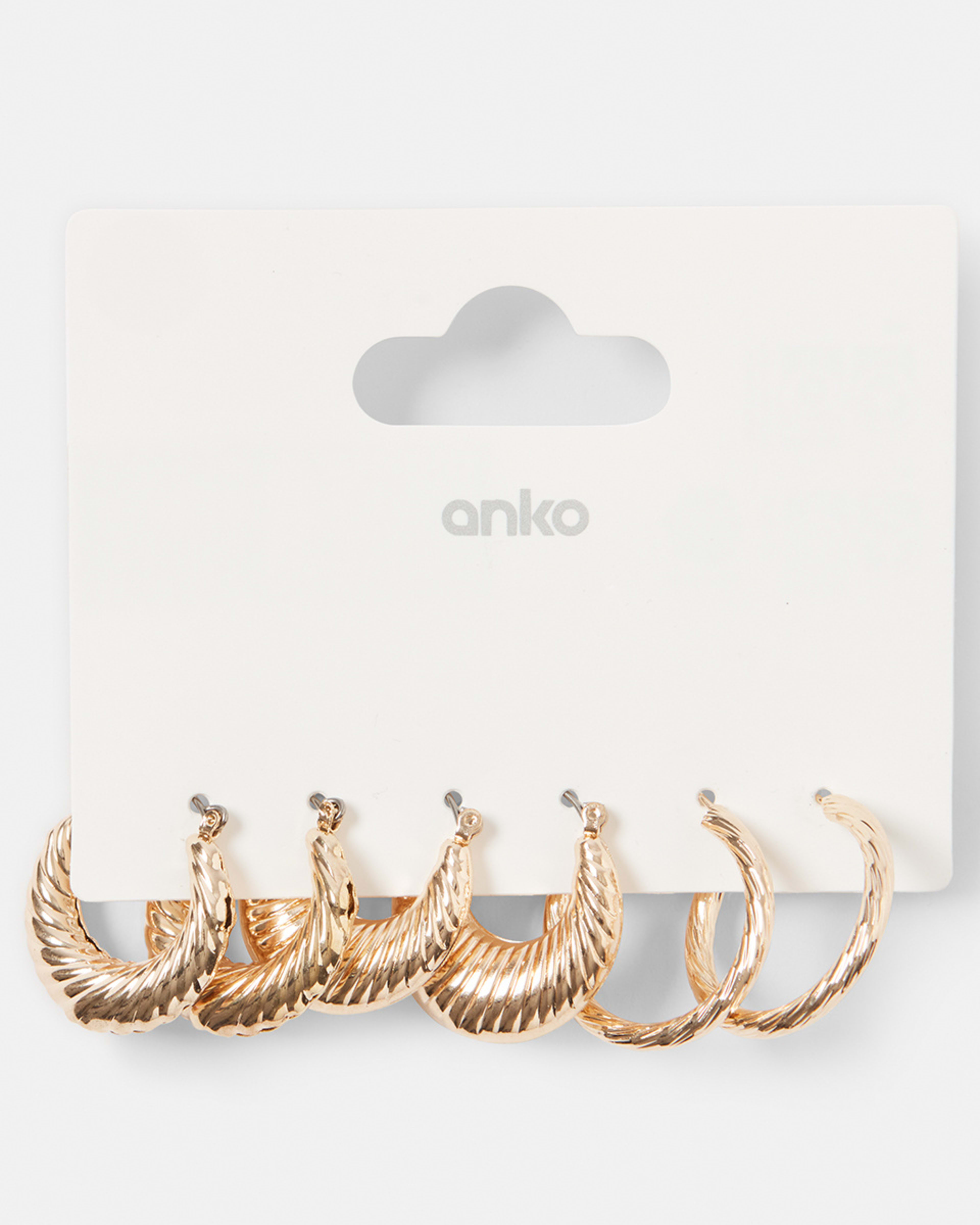 7 3 Pack Textured Hoop Earrings Gold, 7 of 7