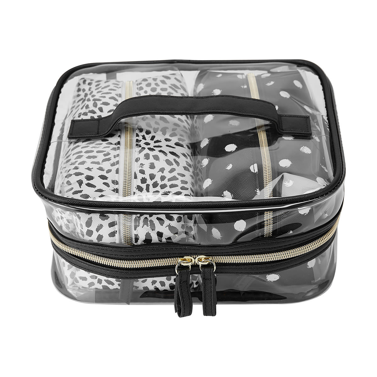 3 Piece Cosmetic Bag Set Clear Print