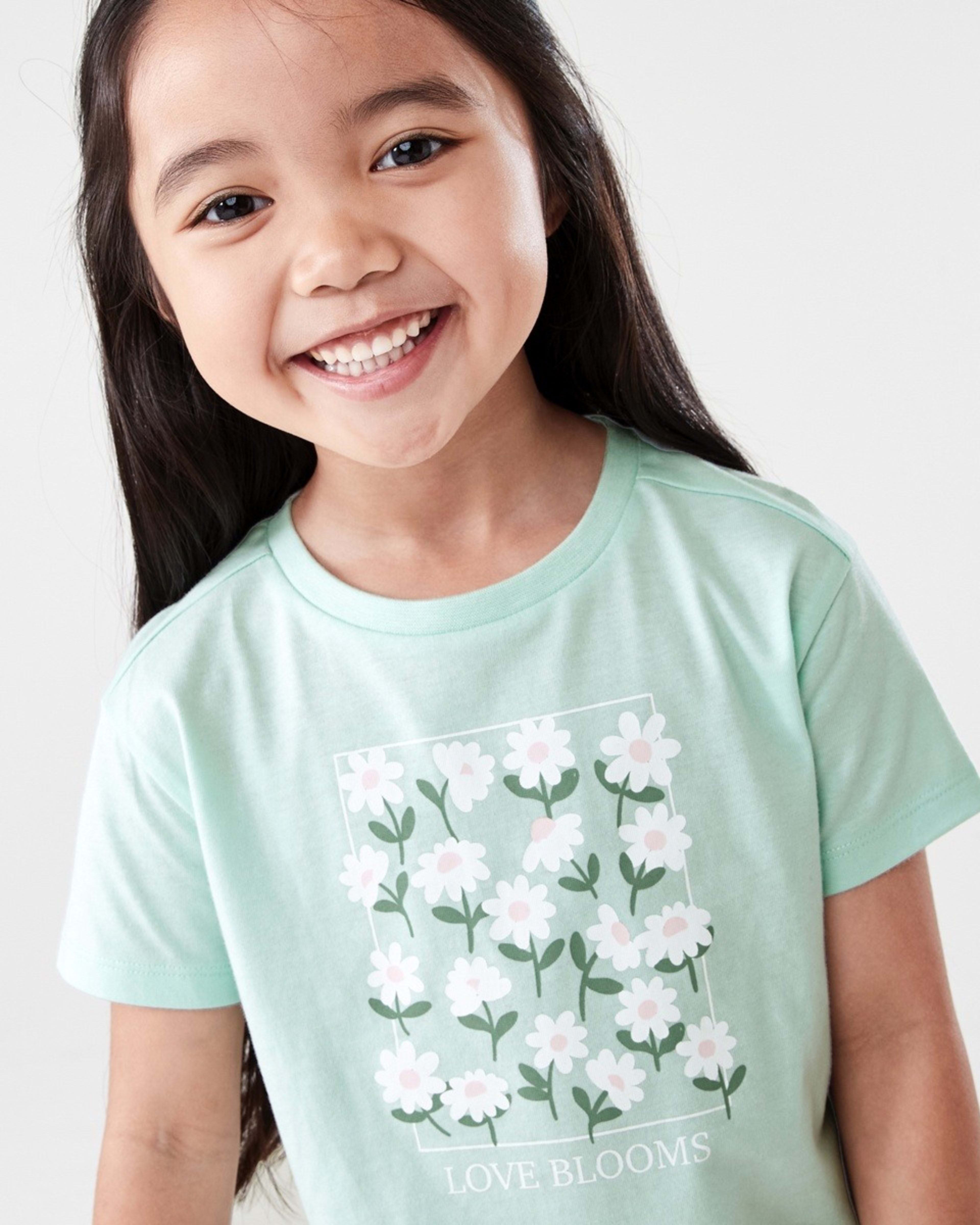 3 Printed T-shirt LOVE BLOOMS DAISY SOFT JADE, 3 of 6