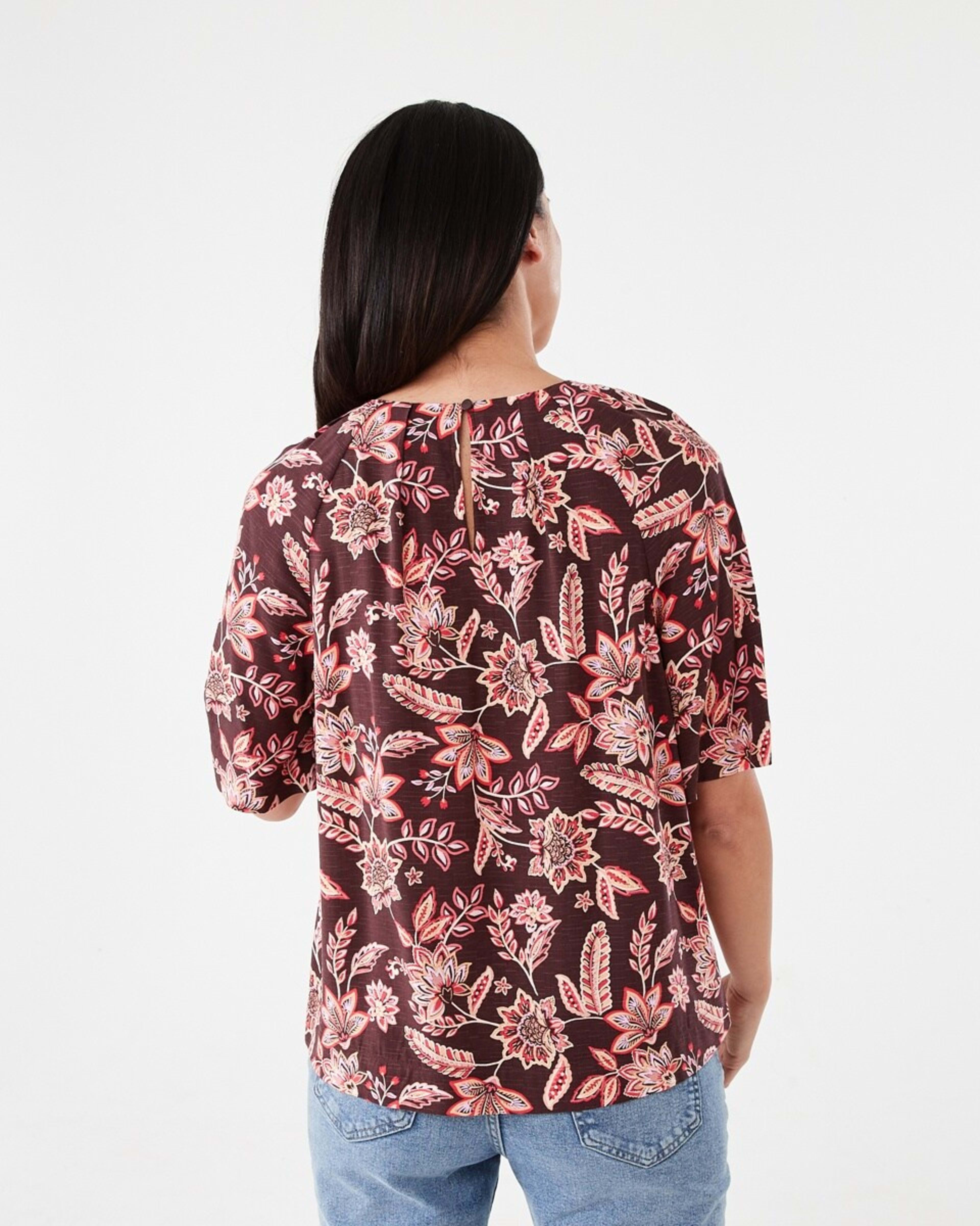 3 Short Sleeve Tuck Top CHINTZ WARM MULBERRY, 3 of 6