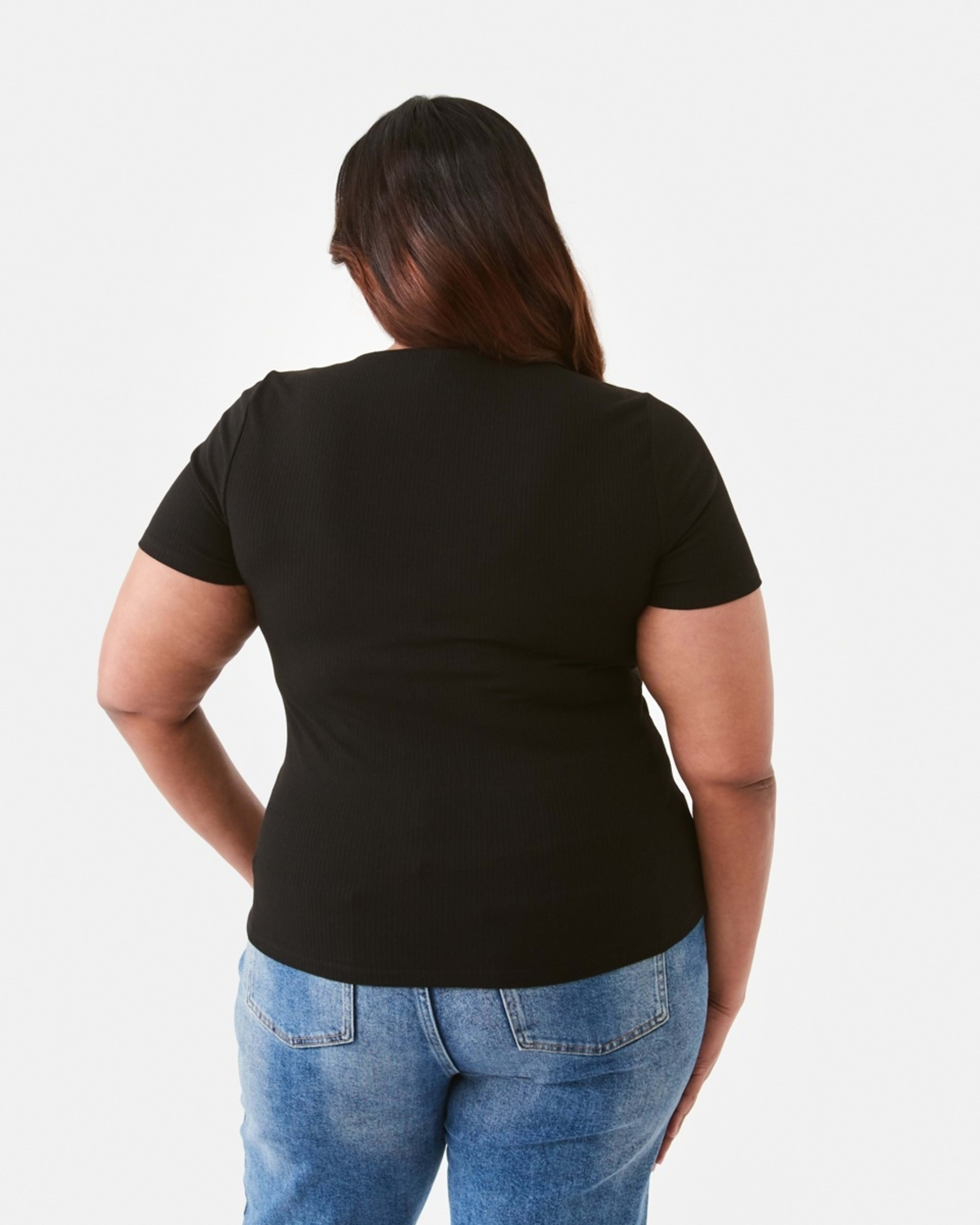 3 Curve Short Sleeve Ruch Top Black, 3 of 6