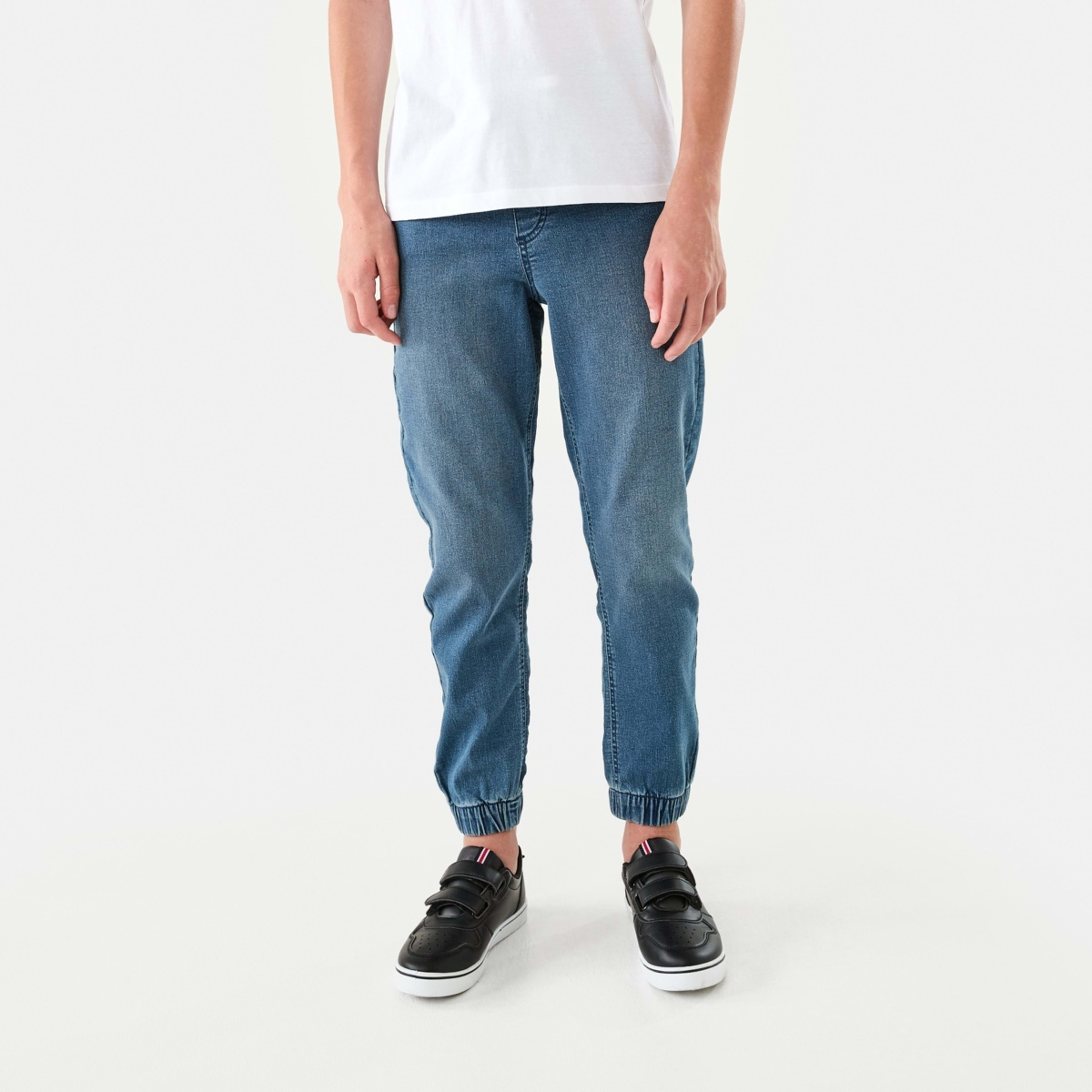 1 Pull-On Denim Jogger Jeans Mid Wash, 1 of 8